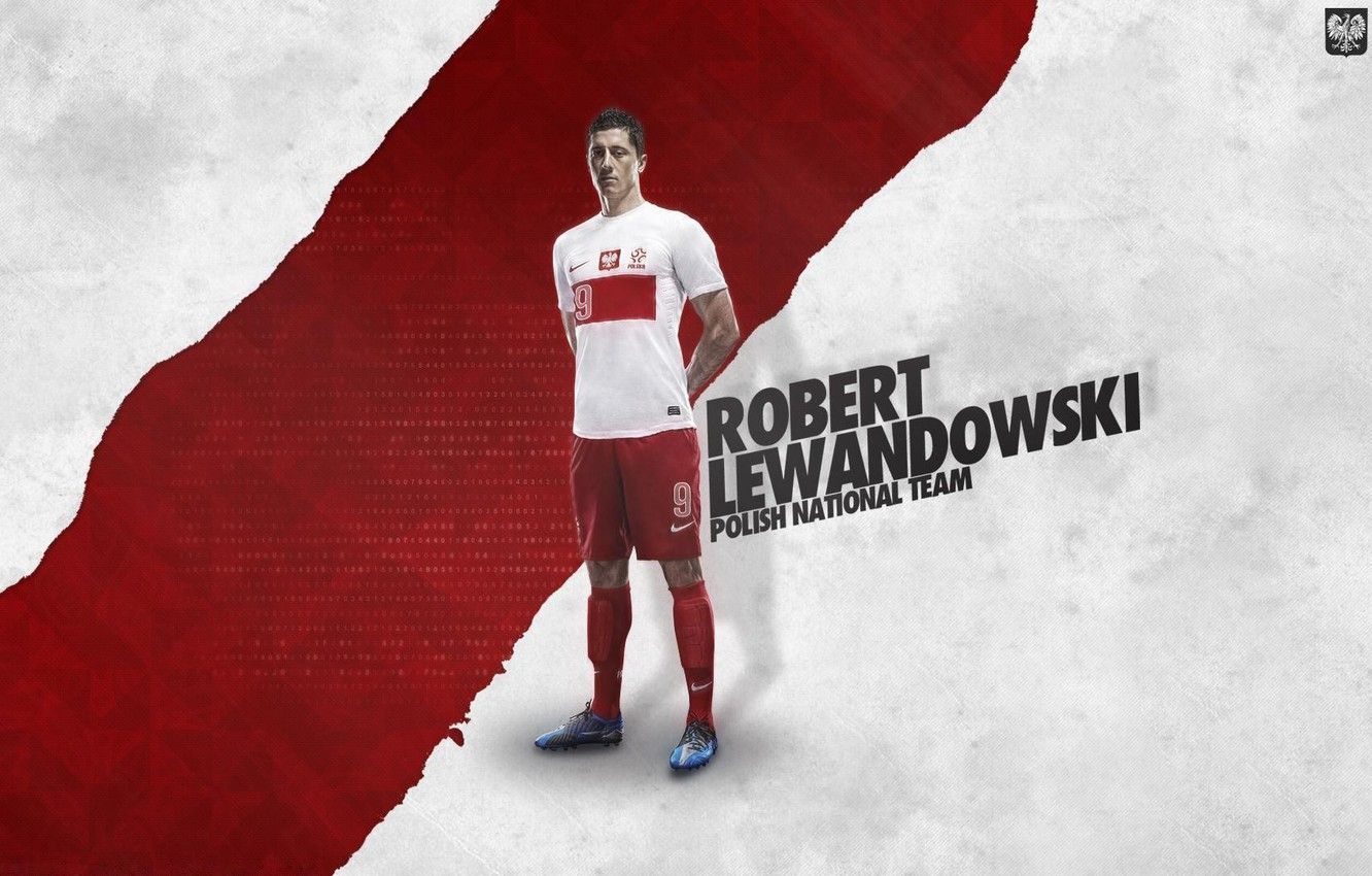 Robert Lewandowski, Polnische Nationalmannschaft, Polen, Rot-Weiß, Schriftzug, HD-Desktop-Hintergrund