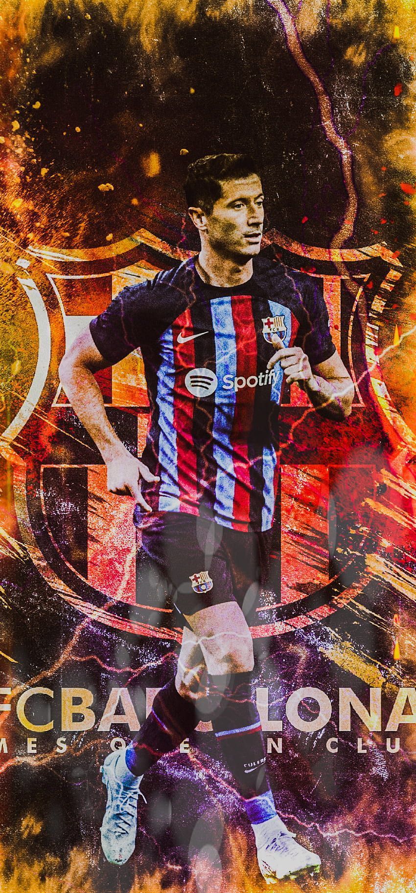 Robert Lewandowski, FC Barcelona, Vereinswappen, Blaugrana, Dunkel, HD, Handy-Hintergrund