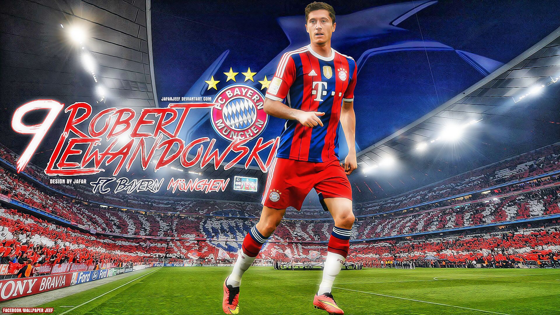Robert Lewandowski, FC Bayern München, Allianz Arena, Rückennummer 9, Schriftzug, Full-HD-Hintergrund