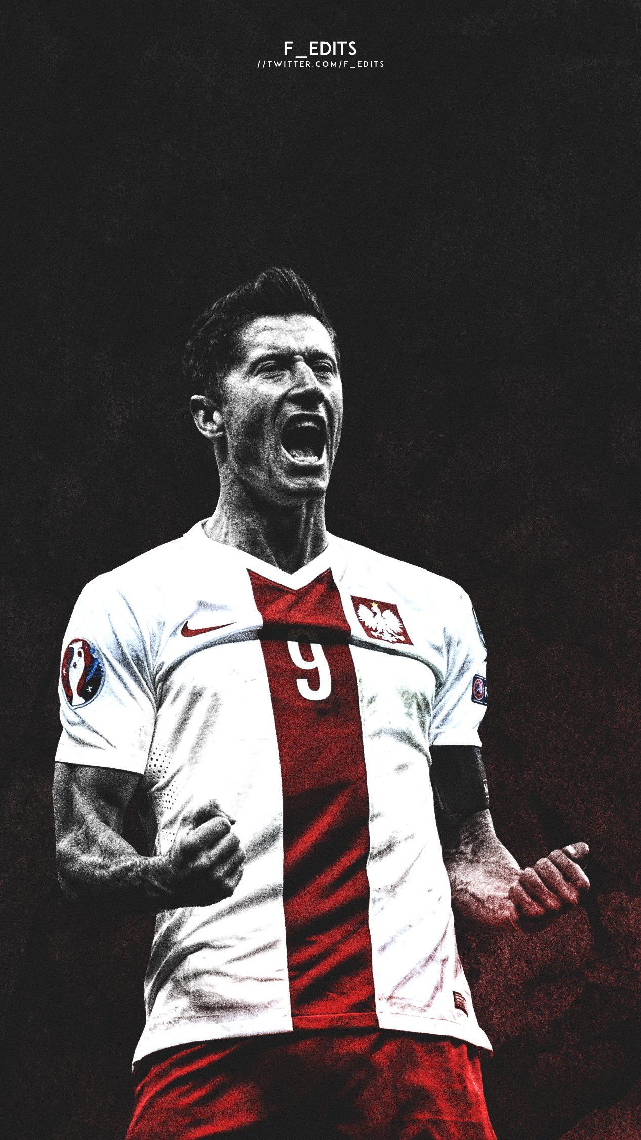 Robert Lewandowski, Polnische Nationalmannschaft, Polen, Schwarzer Hintergrund, Rückennummer 9, Sperrbildschirm