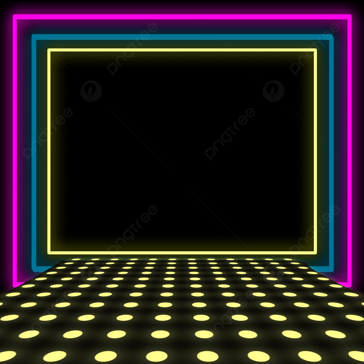 Neonrahmen, Bühne, Punkte, Pink, Gelb, Hintergrundbild für iPad und Tablet