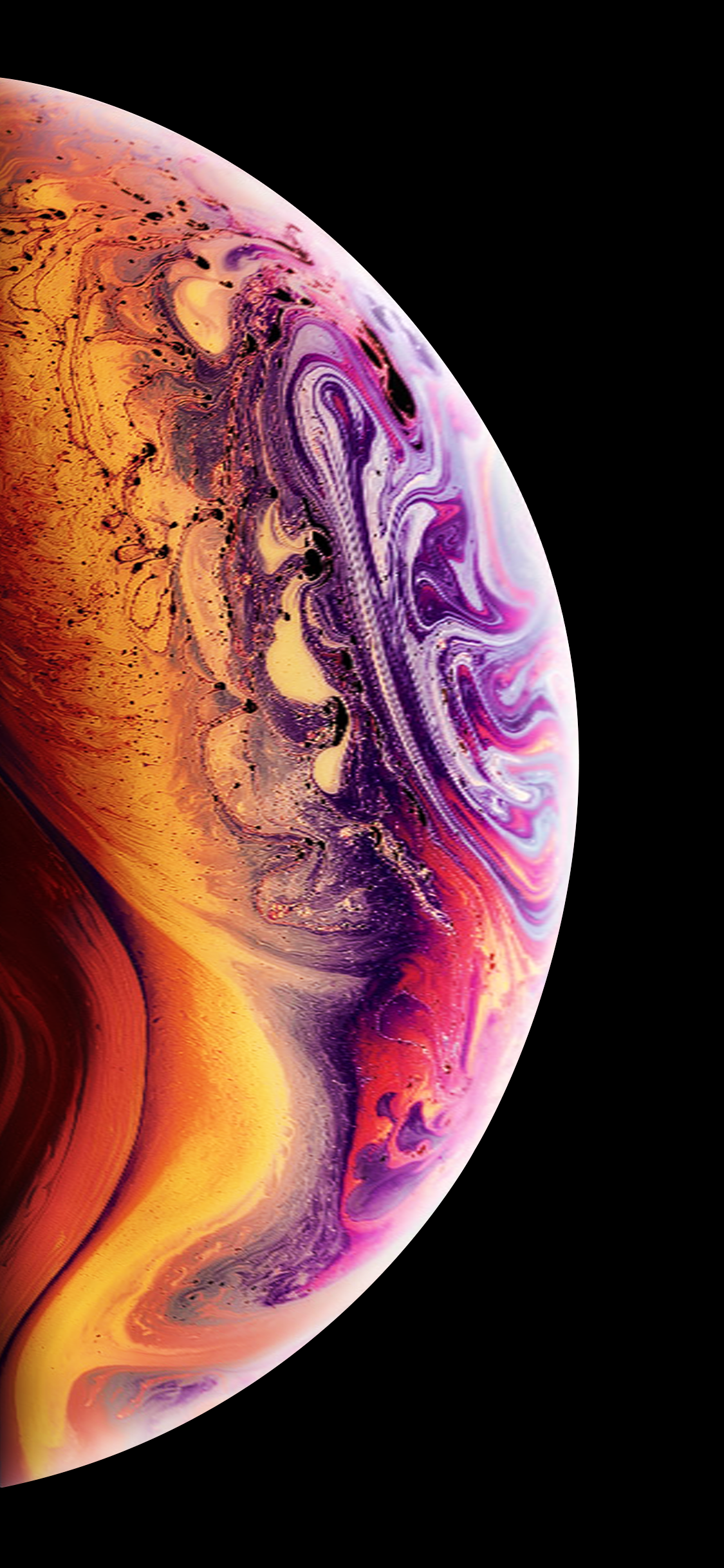 iPhone XS, Apple, Planet, Orange, Schwarzer Hintergrund, Sperrbildschirm fürs iPhone