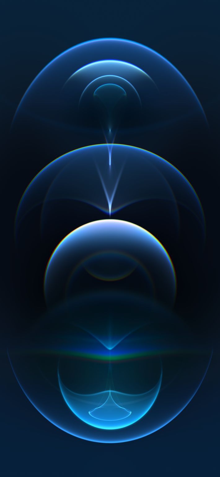 iPhone 12 Pro, Apple, Blaue Kreise, Abstrakt, Dunkel, Hochformat, Hintergrundbild fürs Smartphone
