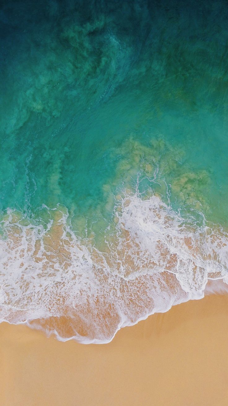 iOS 11, Strand, Wellen, Luftaufnahme, Türkis, HD, Sperrbildschirm fürs iPhone