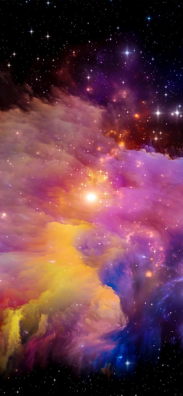 Galaxie, Weltraum, Bunte Nebel, Sterne, Hintergrundbild für iPhone und Android