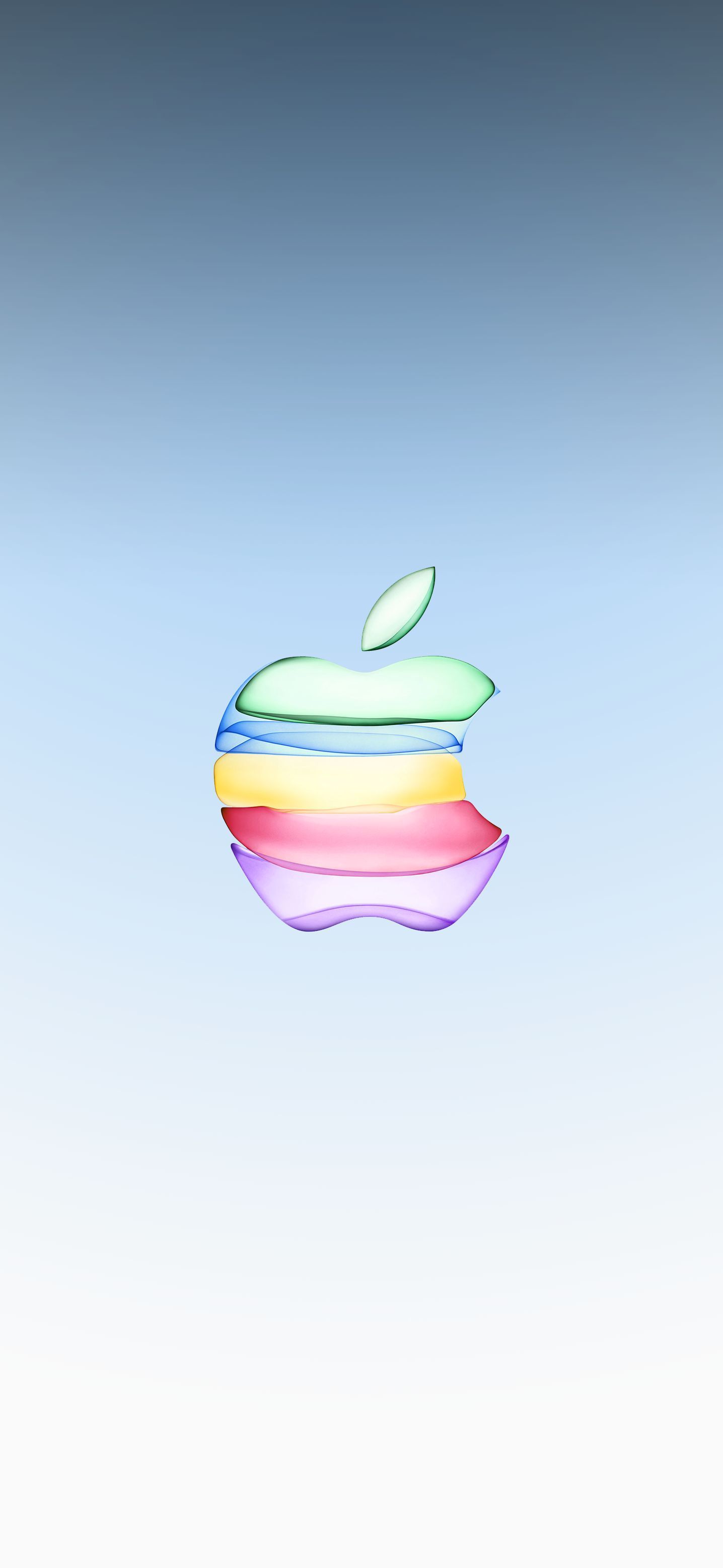 Apple-Logo, Apple Event, Glas-Effekt, Regenbogenfarben, Weiß, Android-Hintergrundbild