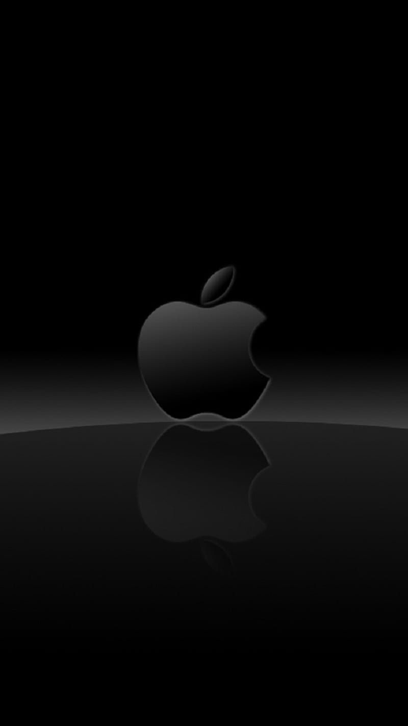 Apple-Logo, Spiegelung, Schwarzer Hintergrund, Minimalistisch, Sperrbildschirm fürs iPhone