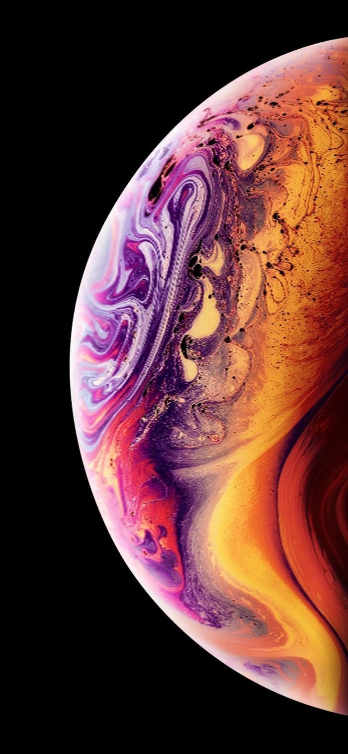 iPhone XS, Planet, Abstrakt, Orange, Schwarzer Hintergrund, Sperrbildschirm fürs iPhone