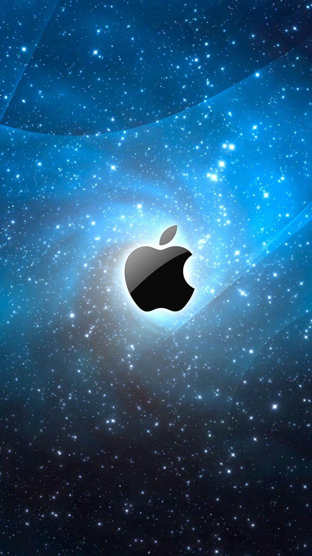 Apple-Logo, Weltraum, Sterne, Blau, Hochformat, Hintergrundbild fürs Smartphone