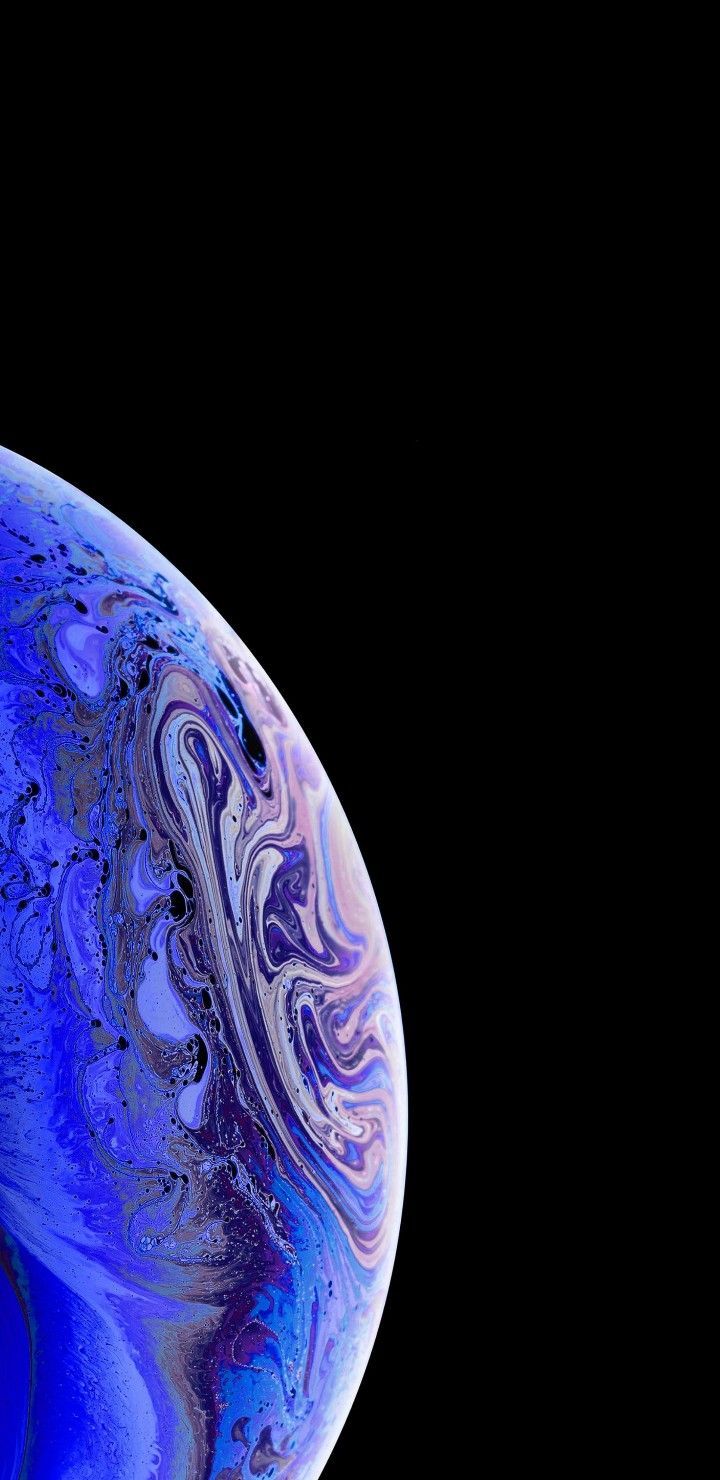 iPhone XS, Apple, Blauer Planet, Schwarzer Hintergrund, HD, Sperrbildschirm fürs iPhone