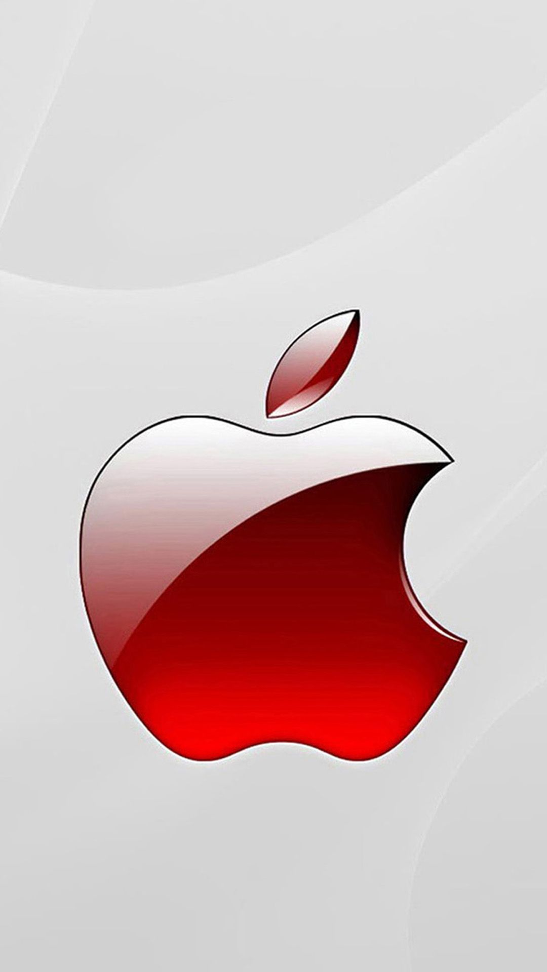 Apple-Logo, Rot, Glanz, Grauer Hintergrund, Full HD, Sperrbildschirm fürs iPhone