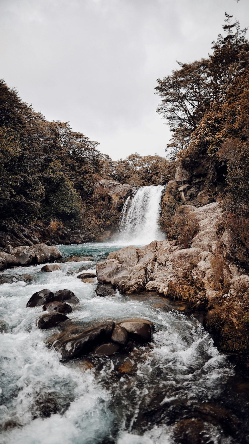 Wasserfall, Felsen, Fluss, Wald, Natur, Apple Watch, Wallpaper