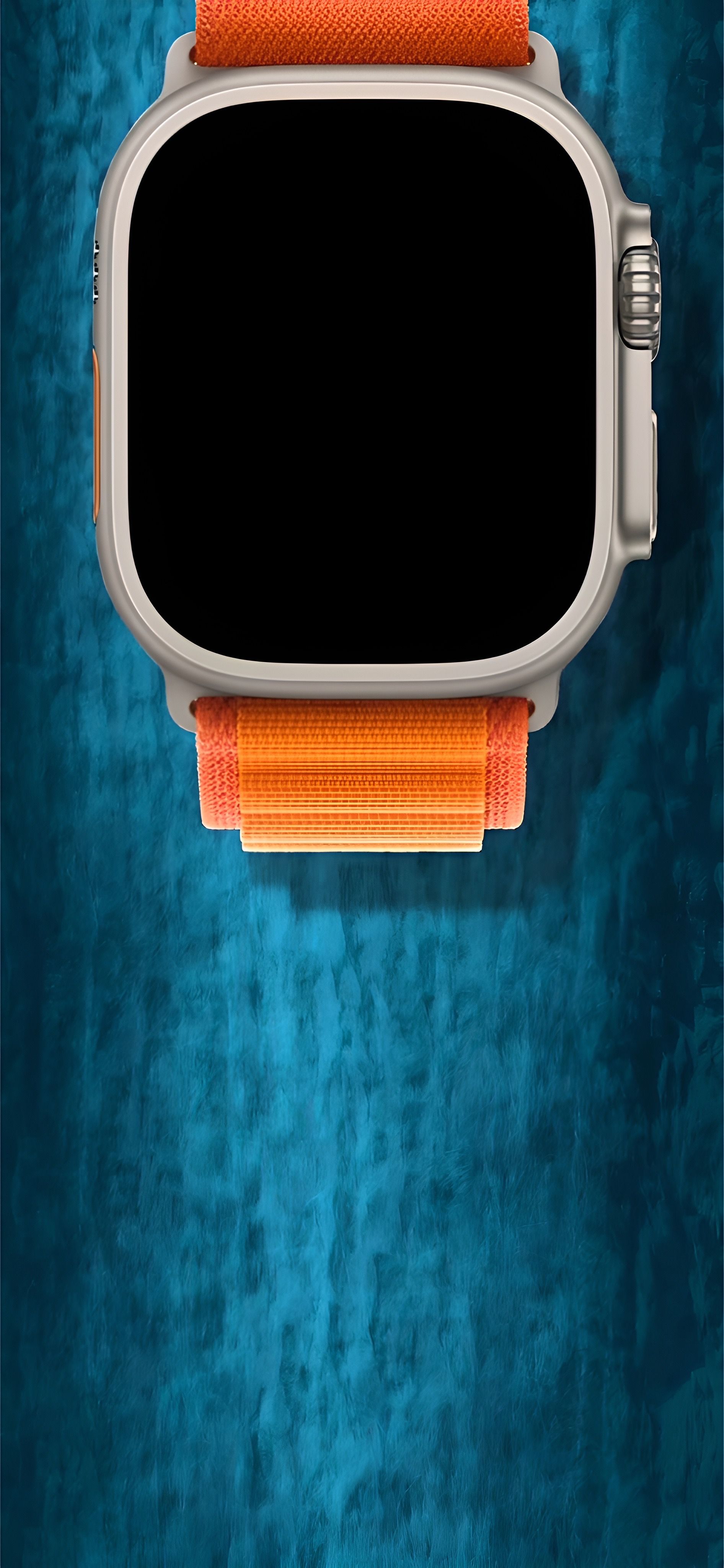 Apple Watch Ultra, Alpine Loop, Orange, Blaue Textur, Zifferblatt