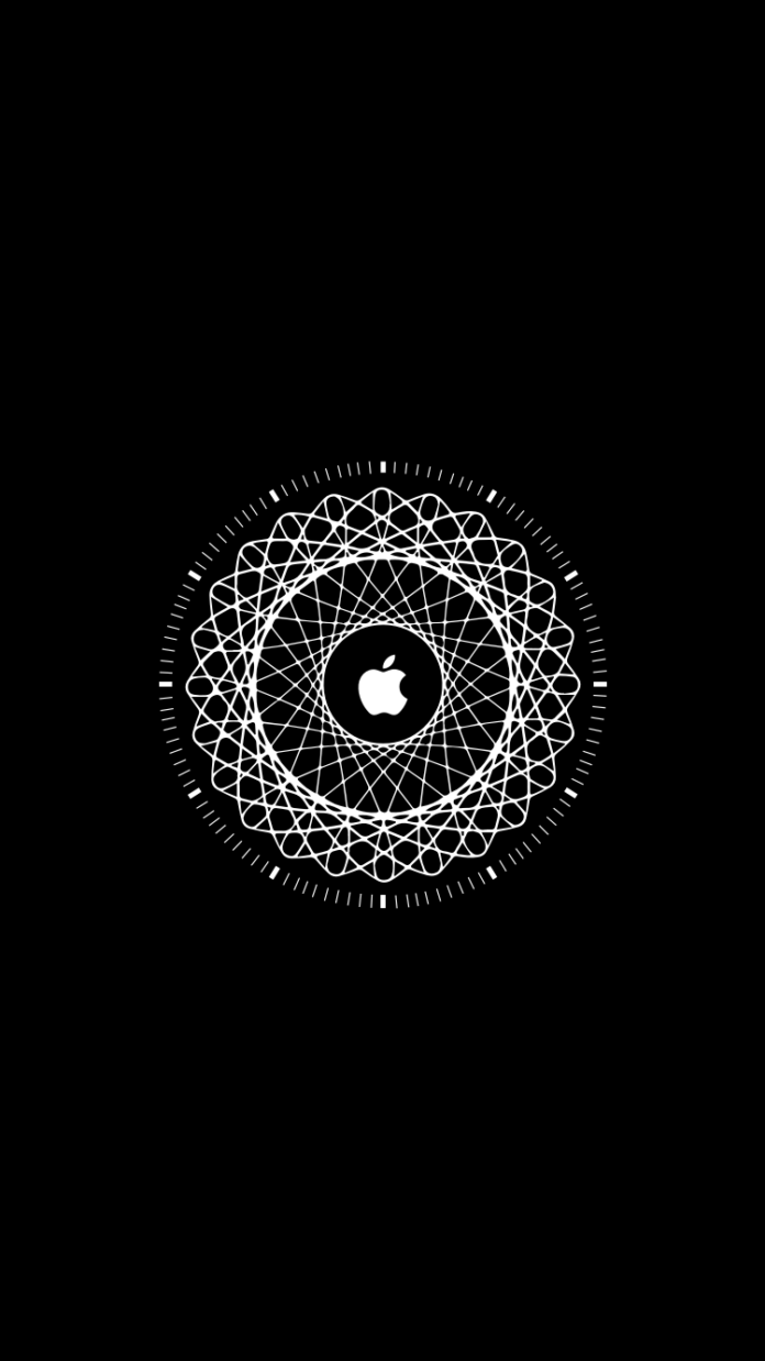 Apple-Logo, Mandala, Linienkunst, Schwarzer Hintergrund, Minimalistisch, Apple-Watch-Zifferblatt