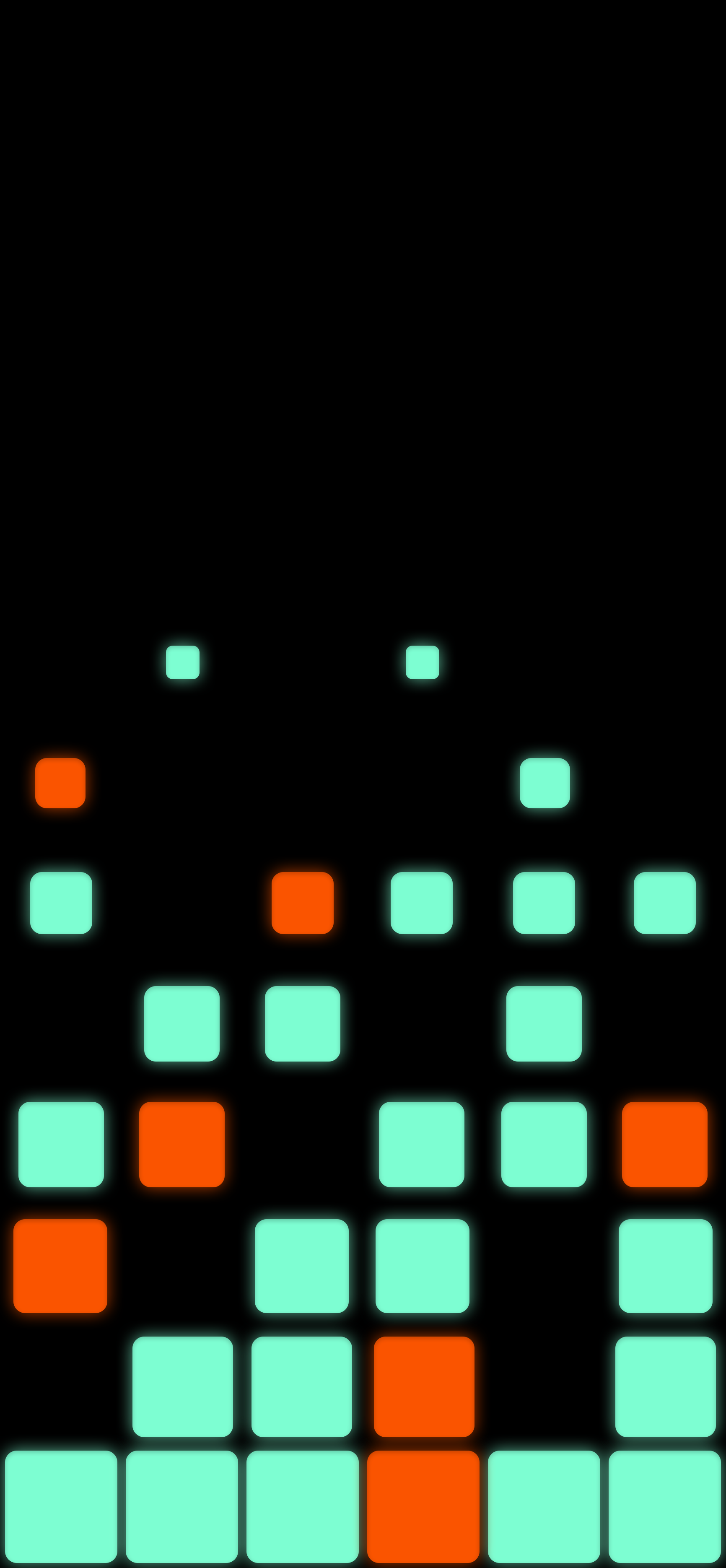 Pixel, Equalizer, Türkis, Orange, Schwarzer Hintergrund, Apple-Watch-Wallpaper