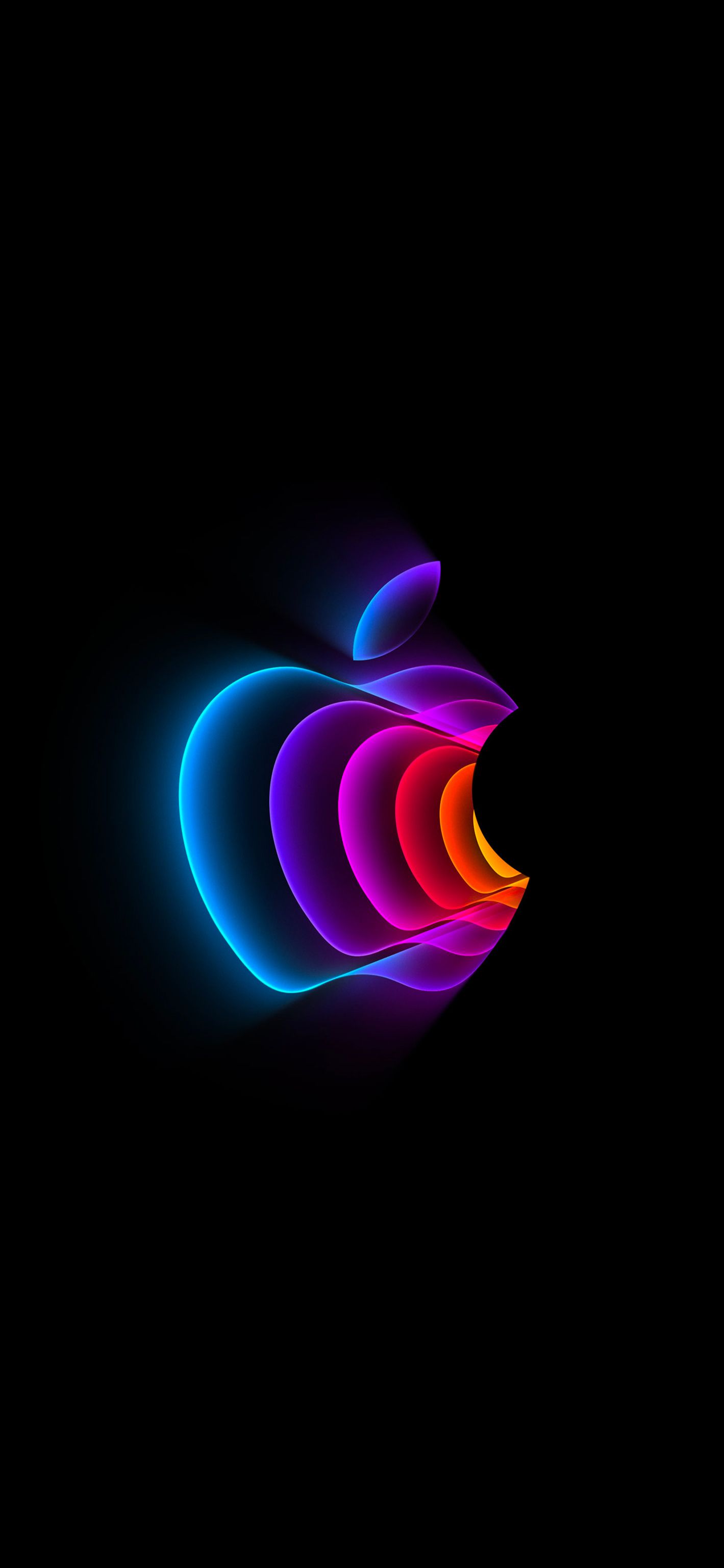 Apple-Logo, Peek Performance, Apple Event, Neon, Schwarzer Hintergrund, Apple Watch, Wallpaper