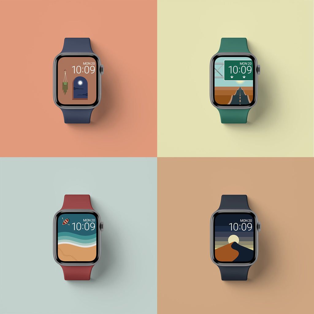 Apple Watch, Zifferblätter, Pastell, Raster, Bunt, Wallpaper