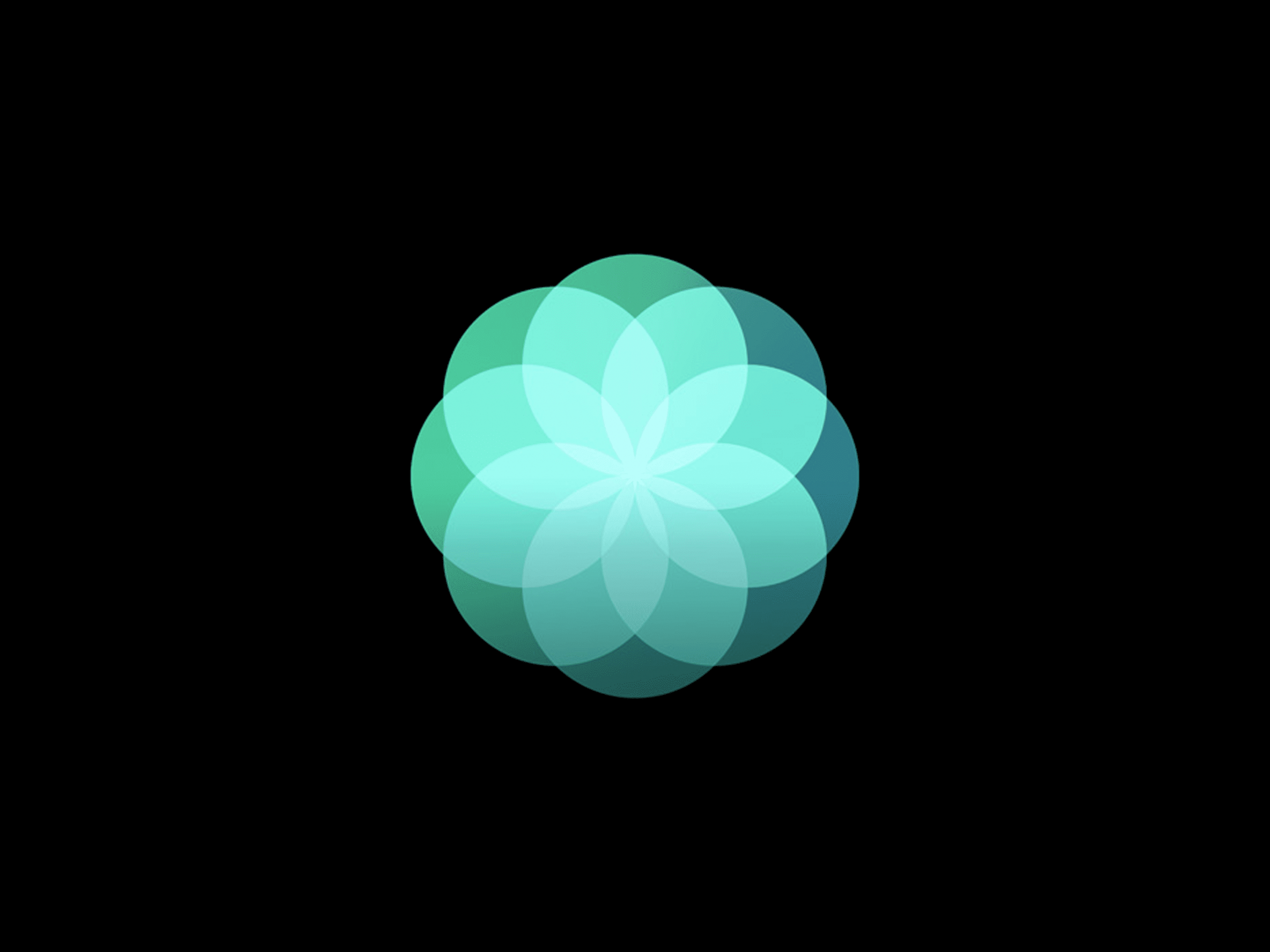Atmen, watchOS, Blüte, Mintgrün, Schwarzer Hintergrund, Apple-Watch-Wallpaper