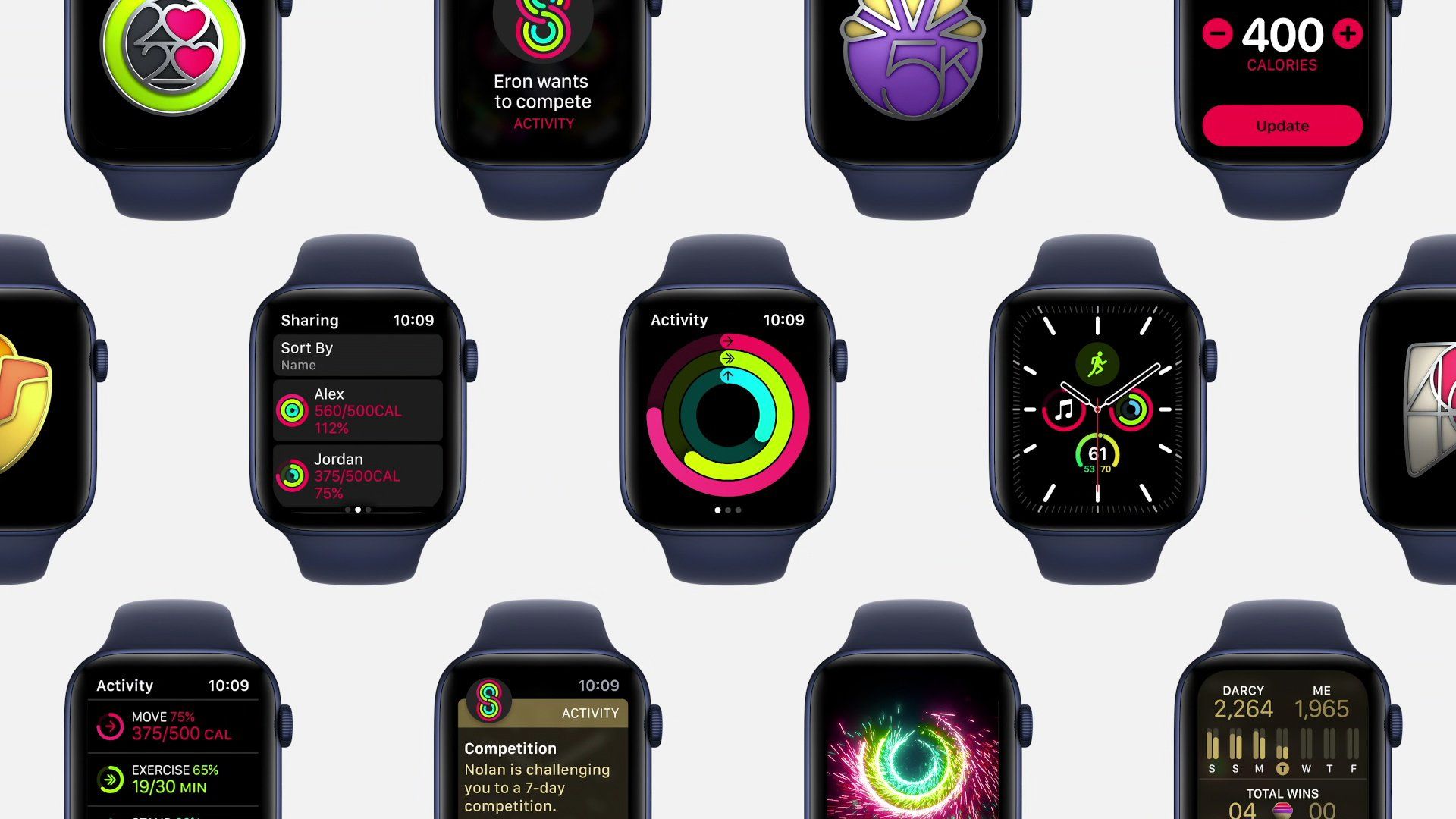 Apple Watch, Aktivitätsringe, Muster, Zifferblätter, Weißer Hintergrund, Wallpaper