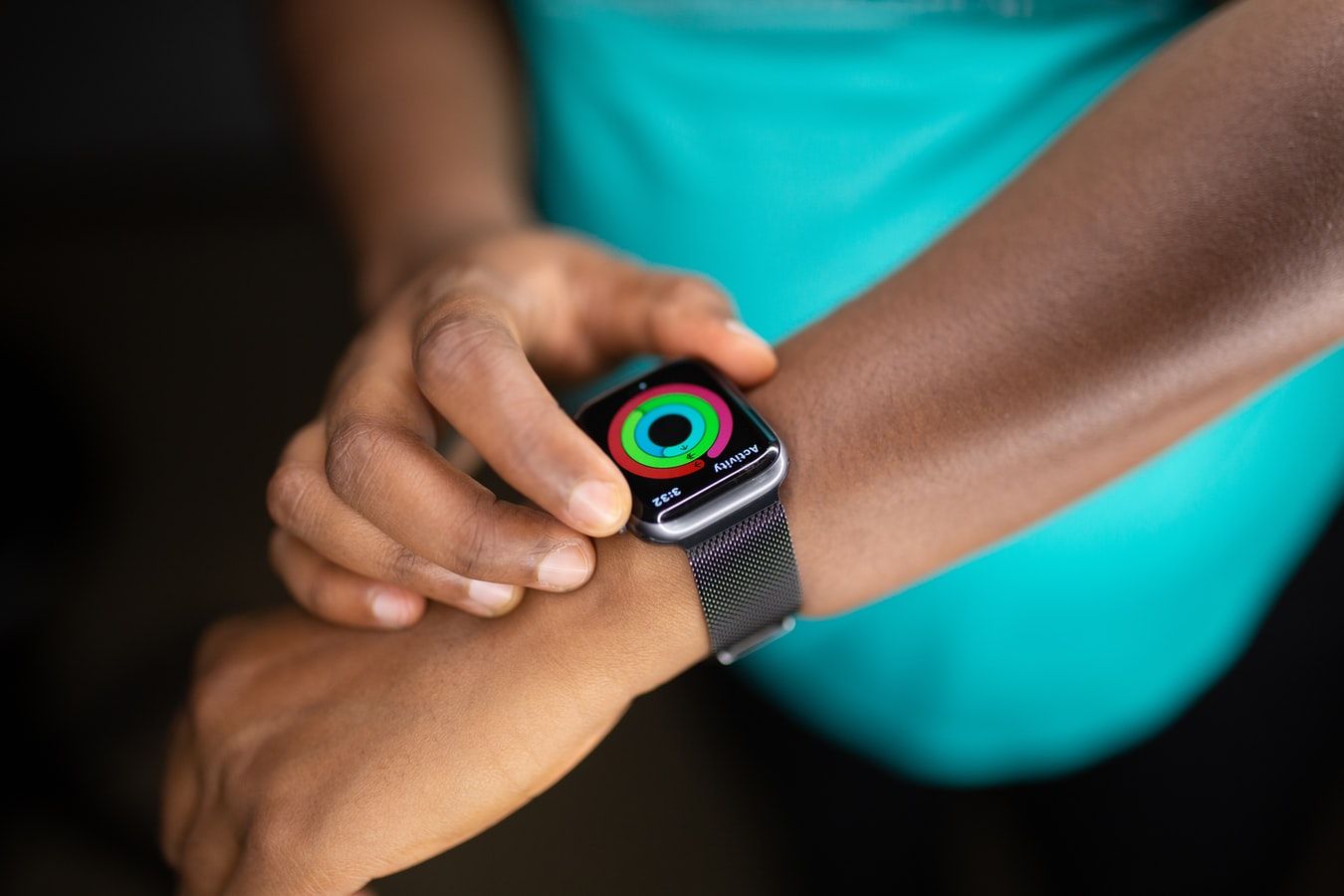 Apple Watch, Aktivitätsringe, Handgelenk, Sport, Türkis, Hintergrundbild