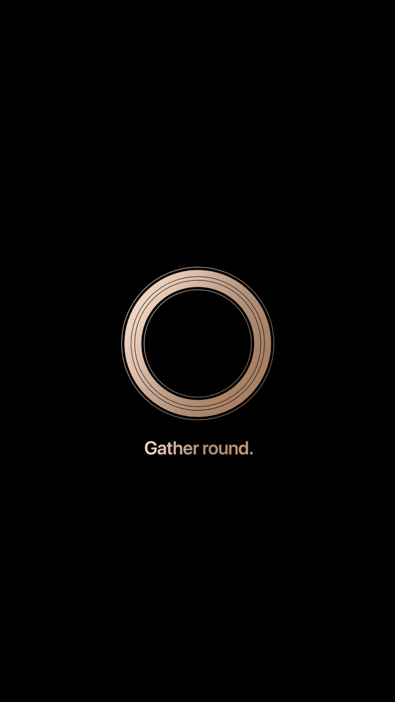 Gather Round, Apple Event, Goldener Ring, Schwarzer Hintergrund, Apple Watch, Wallpaper