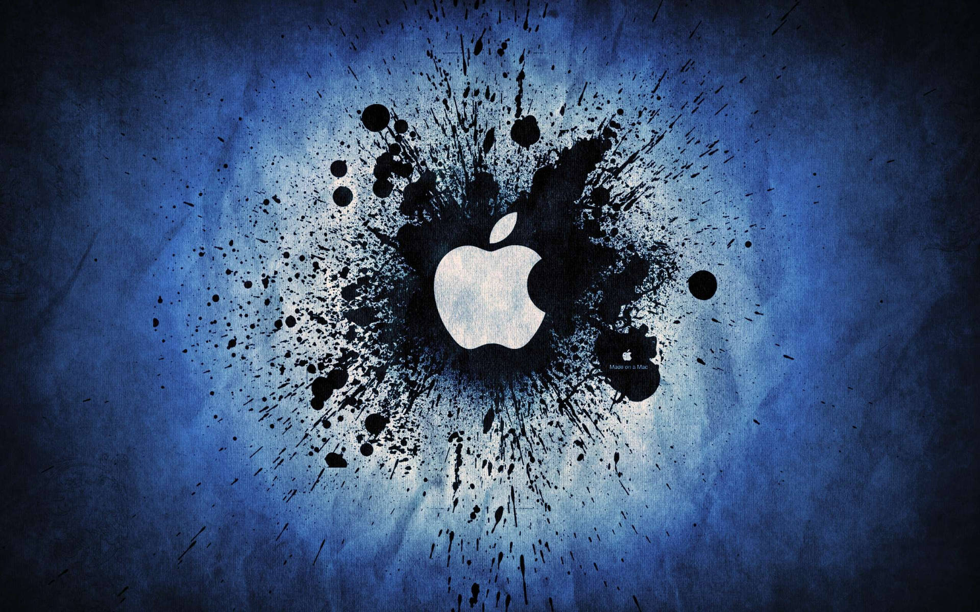 Apple-Logo, Farbspritzer, Blau, Tinte, Abstrakt, Apple-Watch-Hintergrundbild