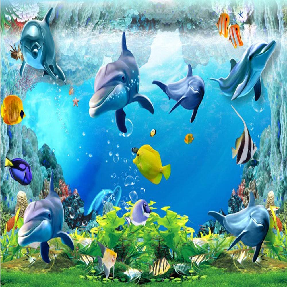 Delfine, Unterwasser, Fische, Illustration, Blau, Hintergrundbild für iPad und Tablet