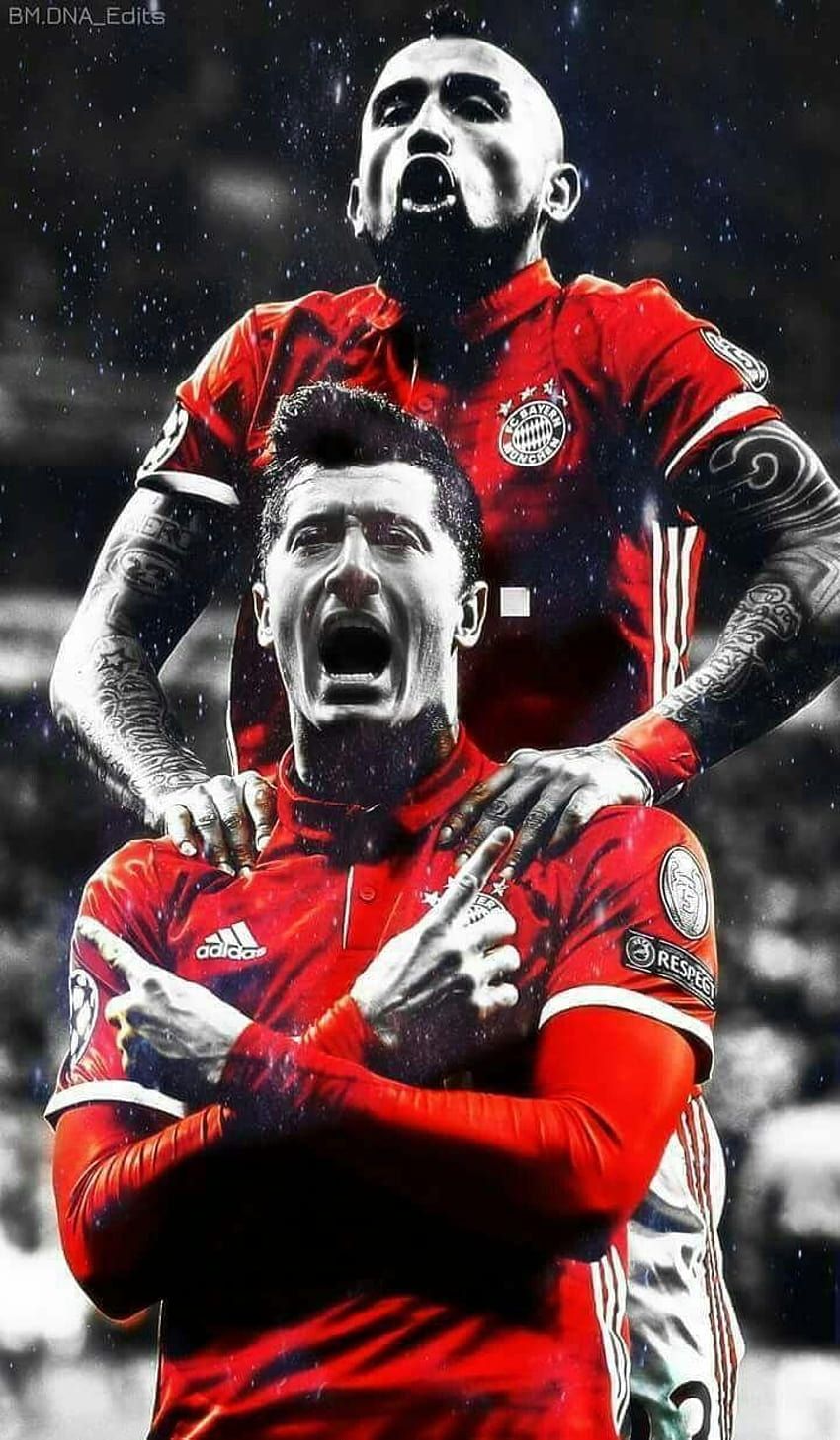 Robert Lewandowski, FC Bayern München, Teamkollegen, Jubel, Schwarz-Weiß, Sperrbildschirm fürs iPhone