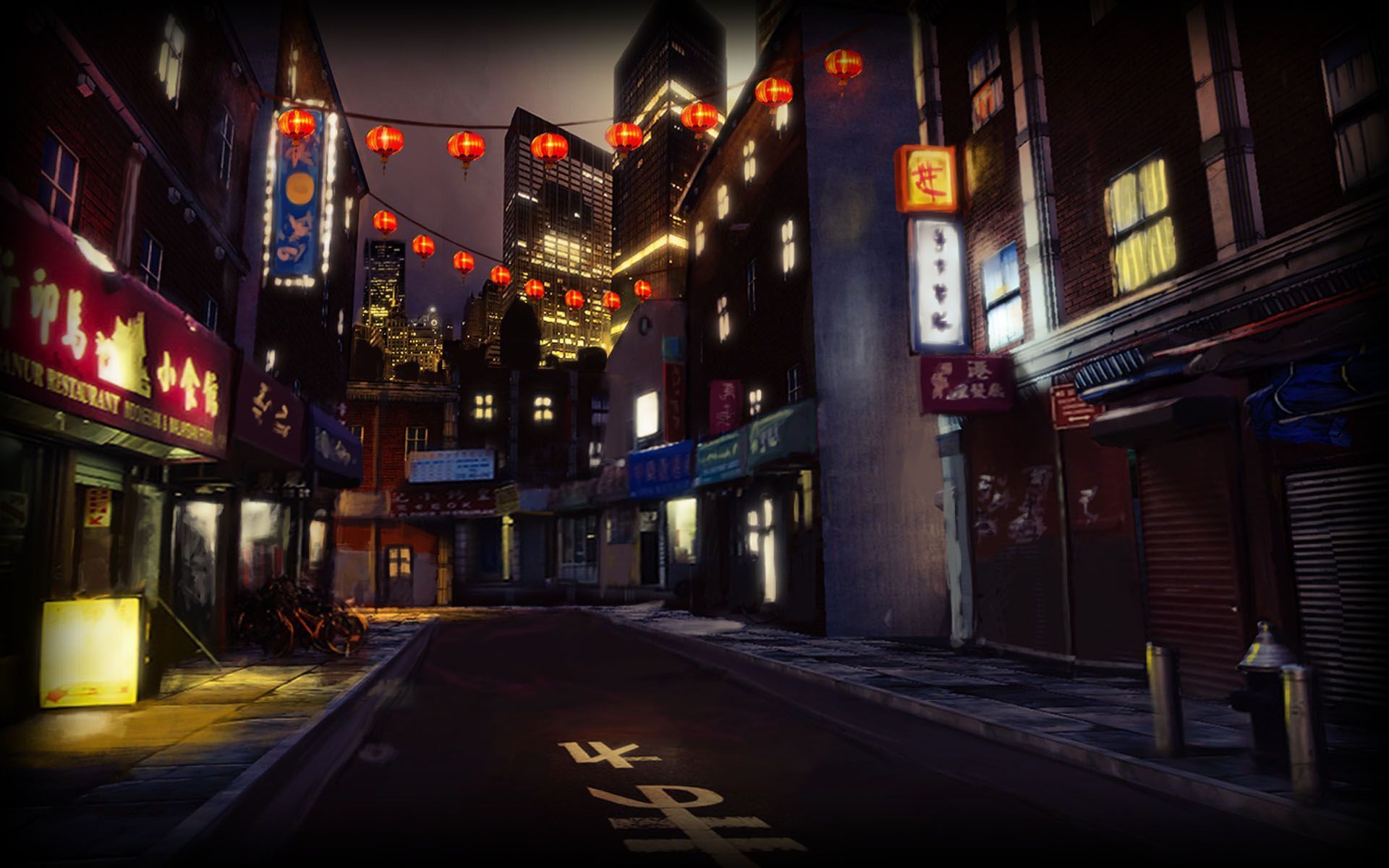 Chinatown, Straße, Laternen, Nacht, Leuchtreklame, Full HD, Desktop-Hintergrund für Windows