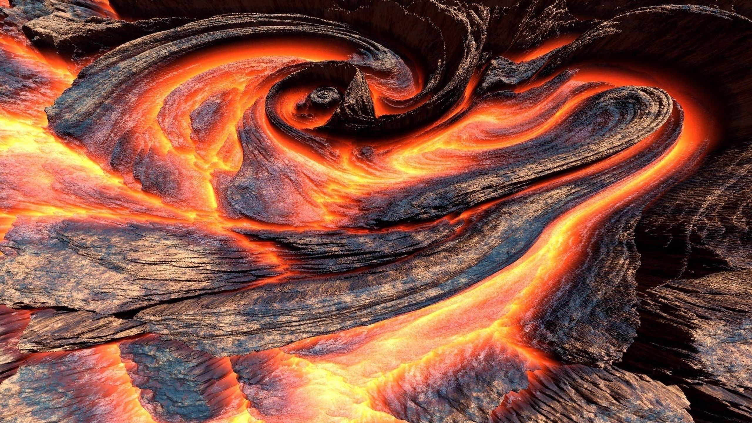 Lava, Abstrakt, Strudel, Orange, Fraktal, 16:9, 2K-Hintergrundbild für den Desktop