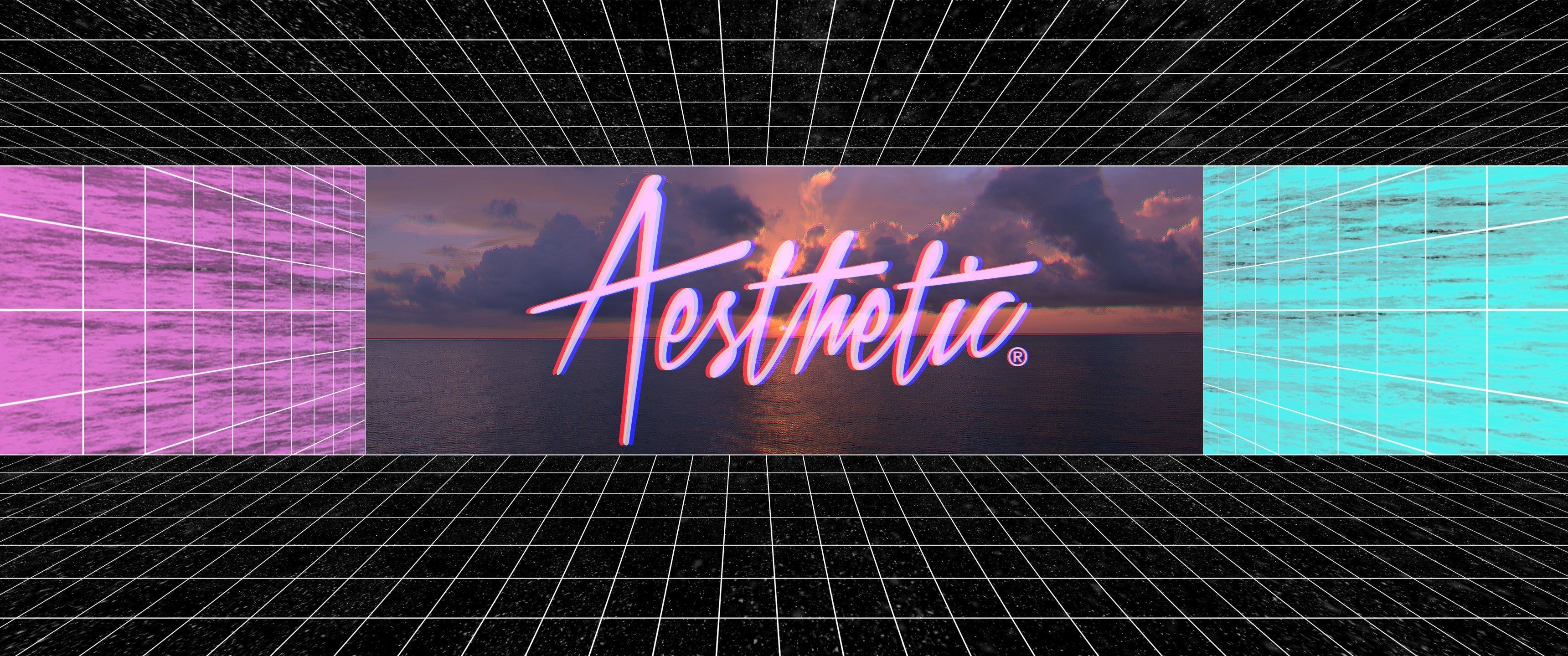 Aesthetic, Schriftzug, Gitter, Vaporwave, Pink, 2K, Hintergrundbild für den PC