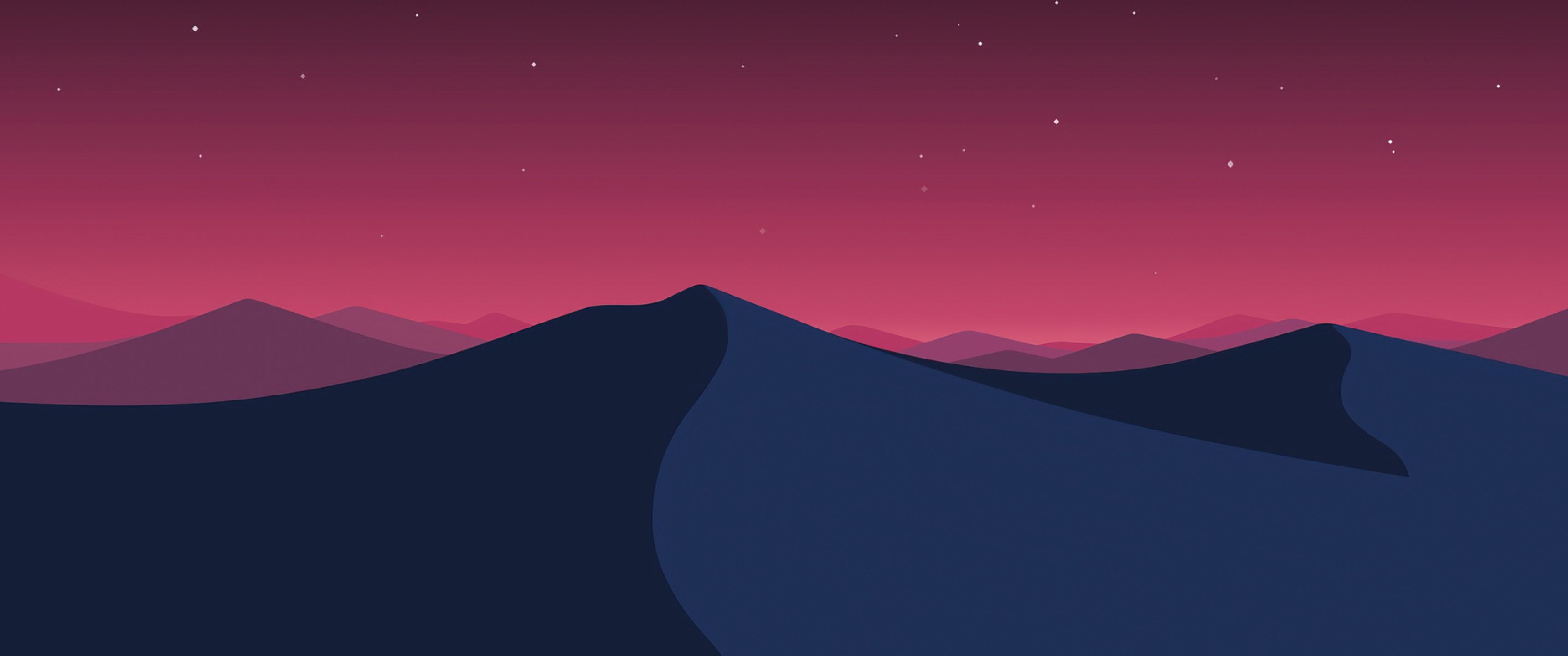 Wüste, Dünen, Rosa Himmel, Minimalistisch, 2K, Desktop-Hintergrund für Windows