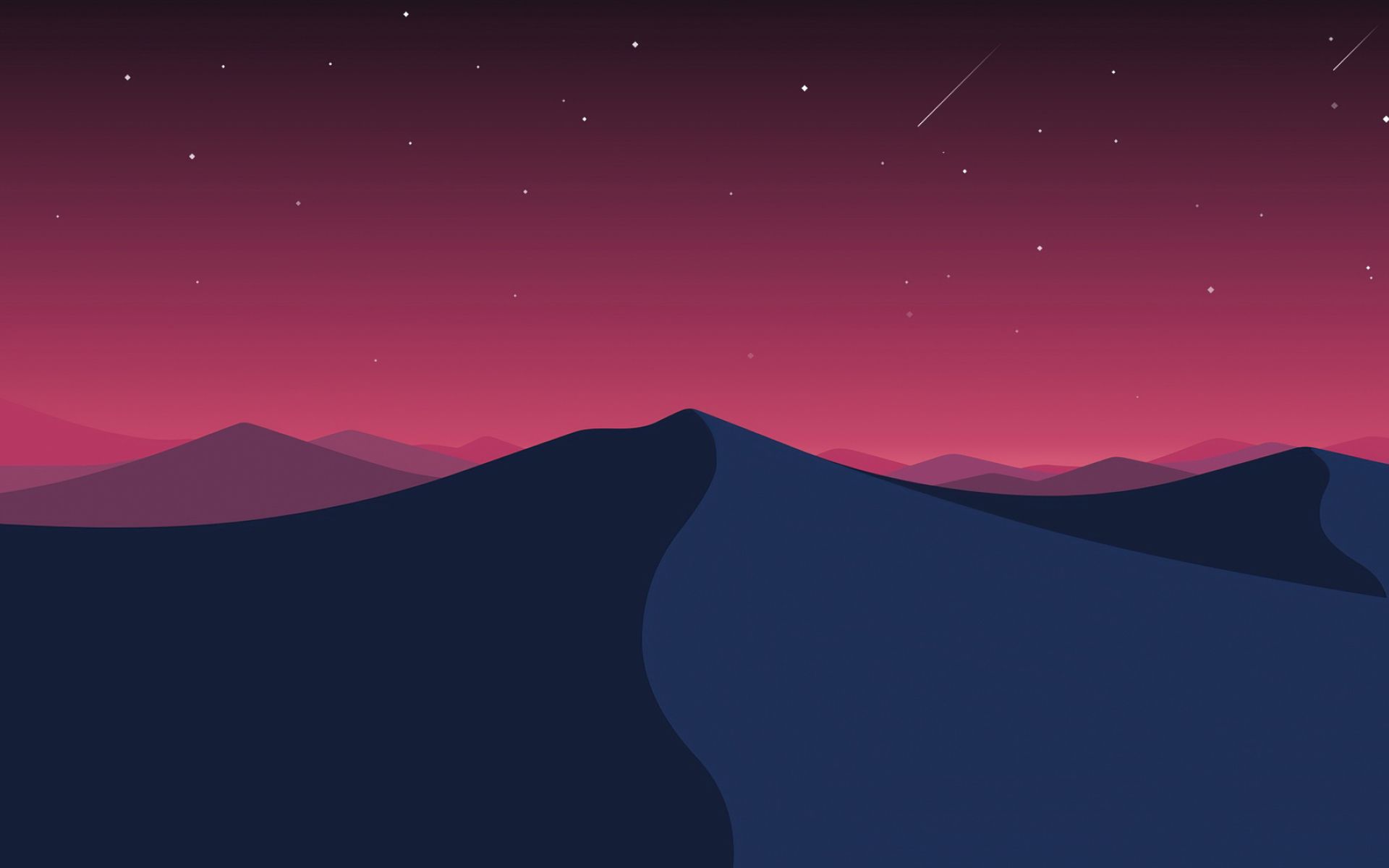 Wüste, Dünen, Sternschnuppe, Rosa Himmel, Minimalistisch, Full HD, PC-Hintergrundbild