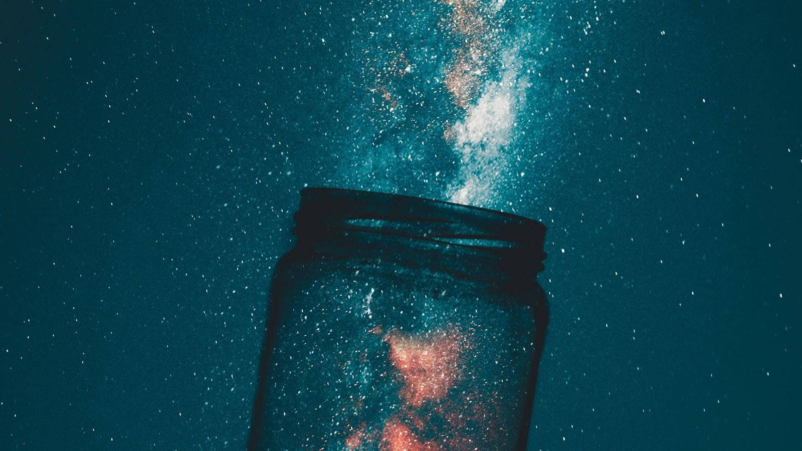 Glas, Milchstraße, Sterne, Surreal, Türkis, 16:9, HD-Hintergrundbild für den Desktop
