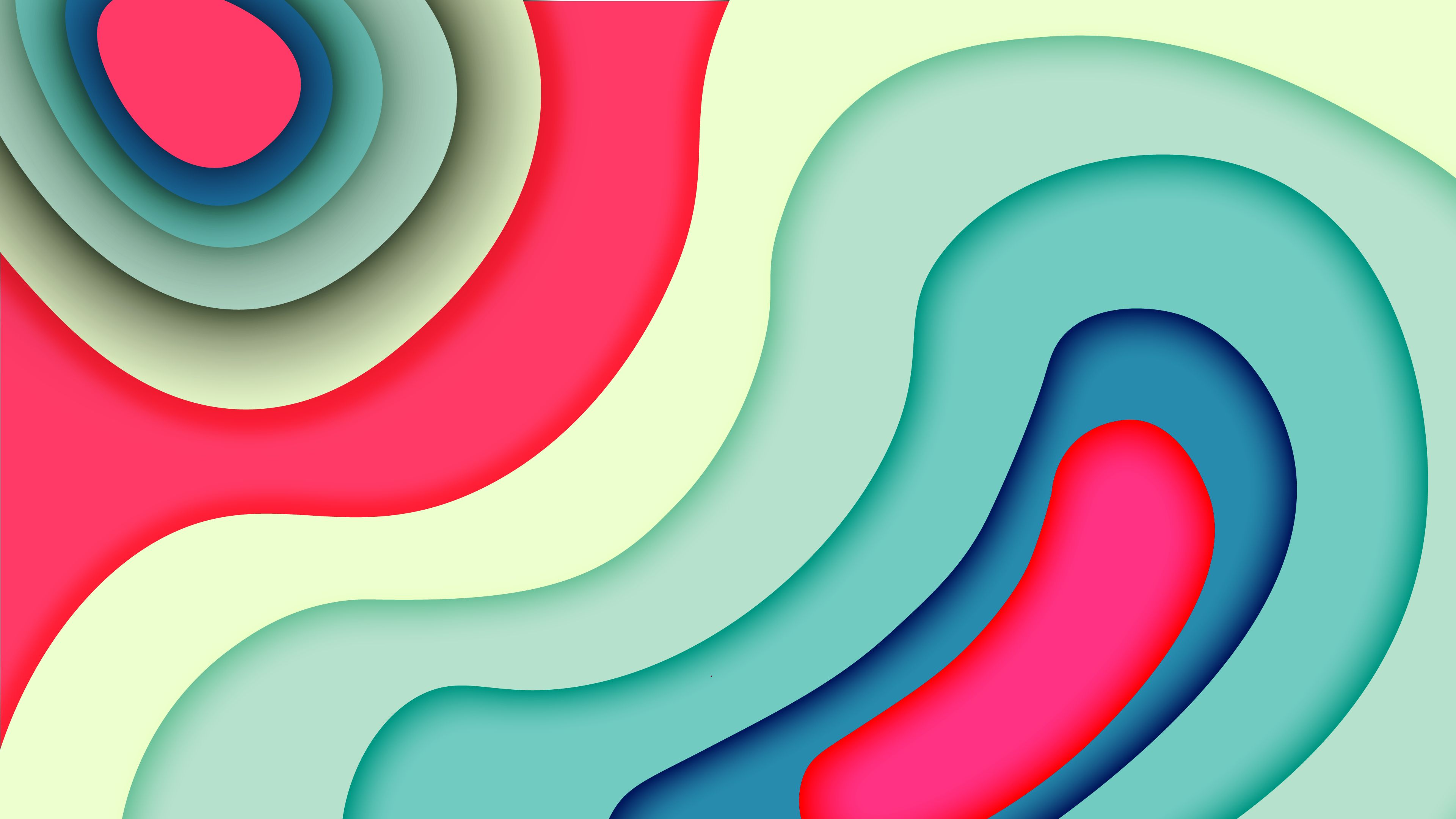 Papierschnitt, Wellenmuster, Abstrakt, Pastellfarben, Rot, 4K, Windows-Hintergrundbild