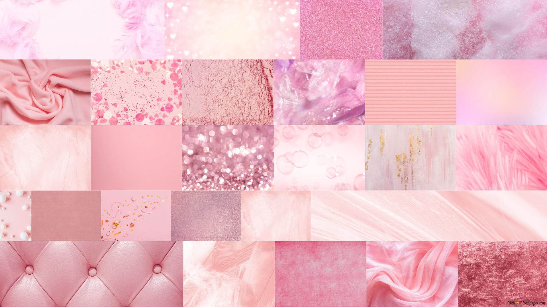 Collage, Rosa, Texturen, Ästhetik, Glitzer, 16:9, Full-HD-Hintergrundbild für den Desktop