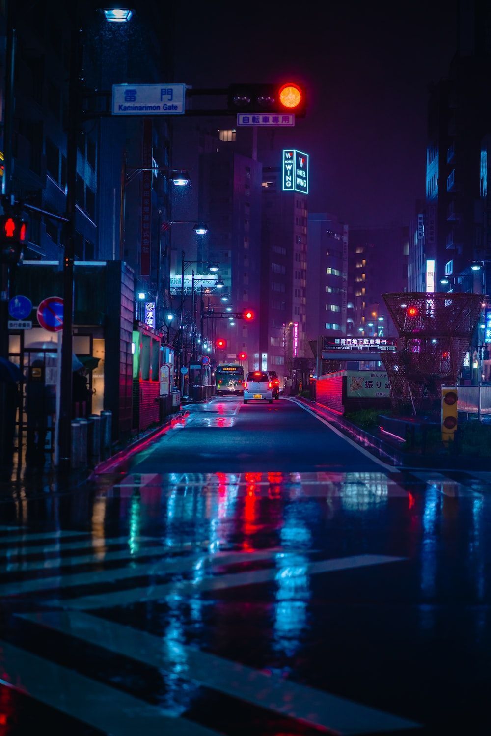Stadt, Nacht, Straße, Regen, Leuchtreklamen, HD, Hintergrundbild fürs Tablet