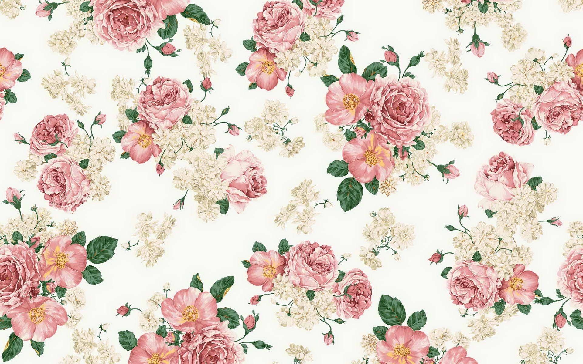 Rosen, Blumenmuster, Floral, Vintage, Full HD, Desktop-Hintergrund für Windows