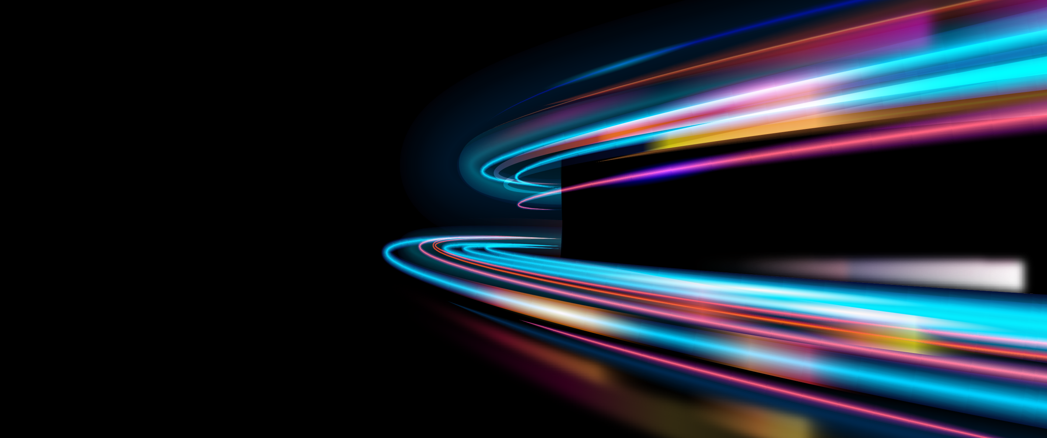 Lichtstreifen, Abstrakt, Bewegung, Schwarzer Hintergrund, Neon, 2K Wallpaper