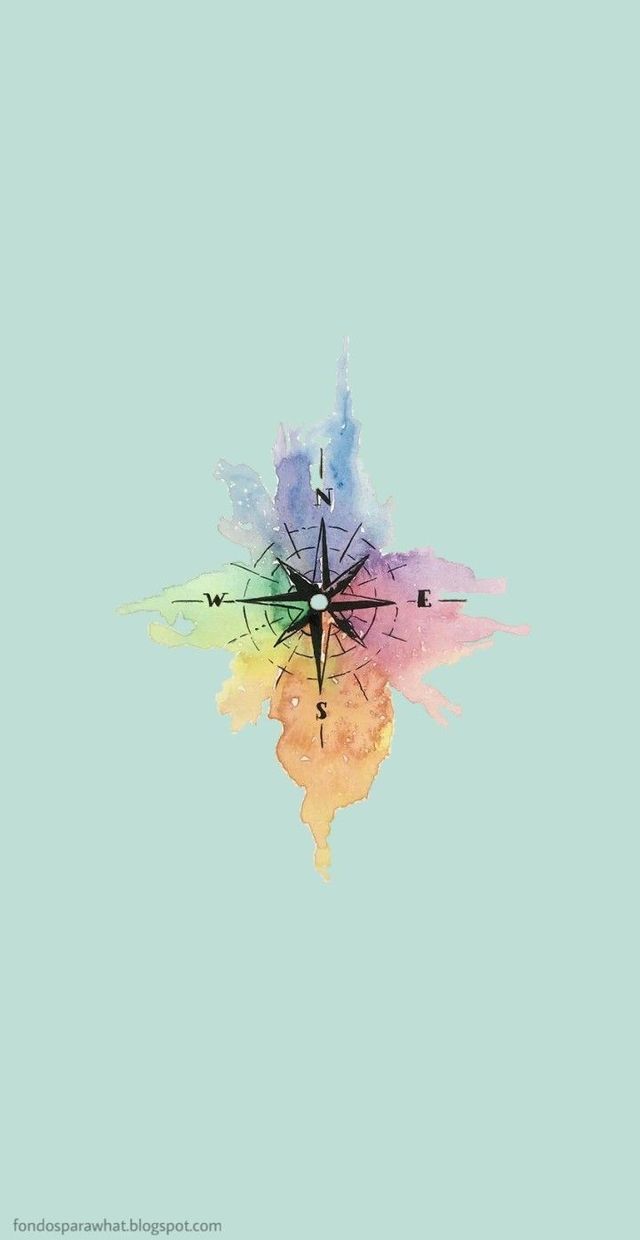 Kompass, Aquarell, Mintgrün, Minimalistisch, Hintergrundbild für iPhone und Android