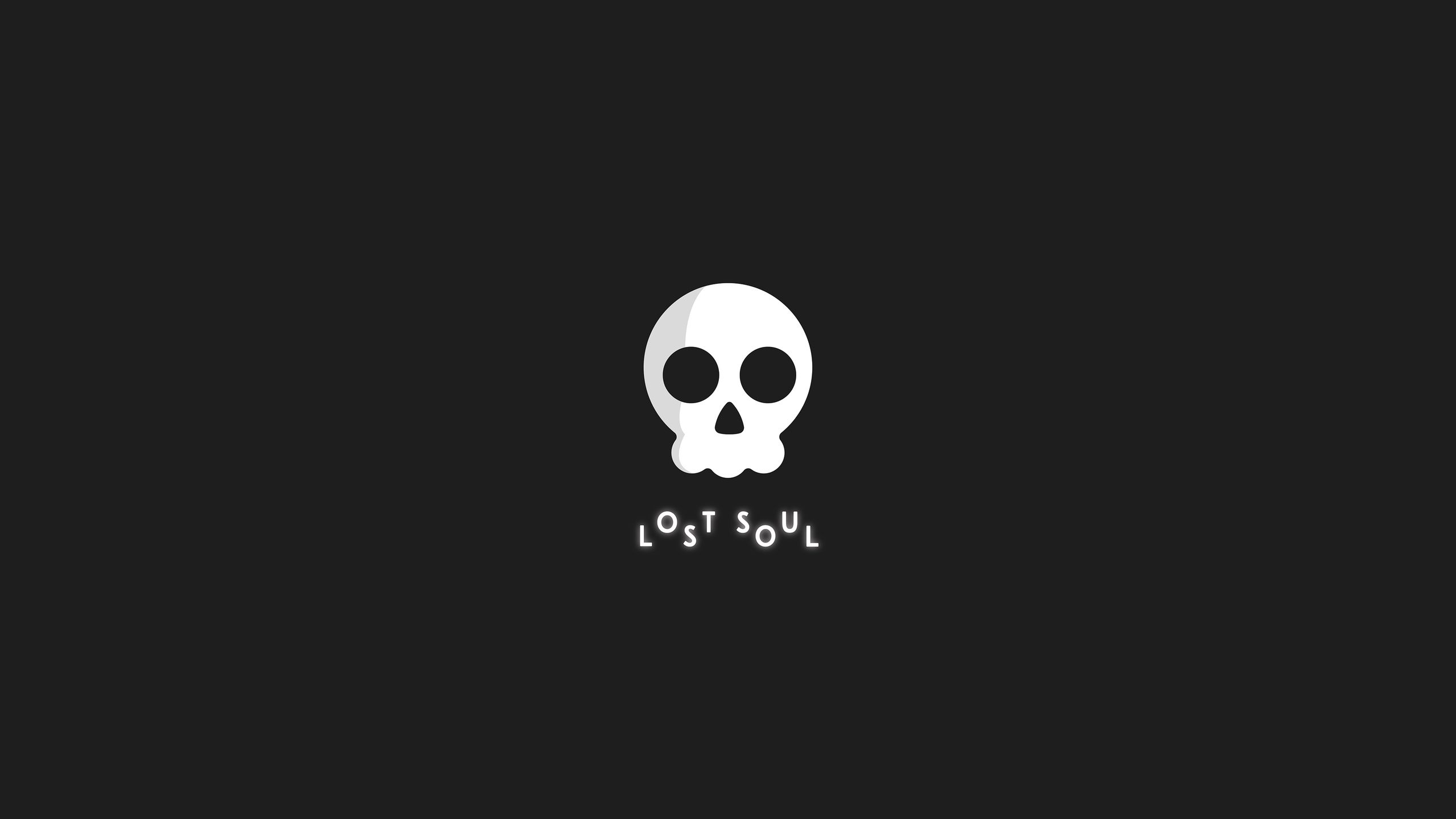 Totenkopf, Lost Soul, Text, Schwarzer Hintergrund, Minimalistisch, 2K Wallpaper