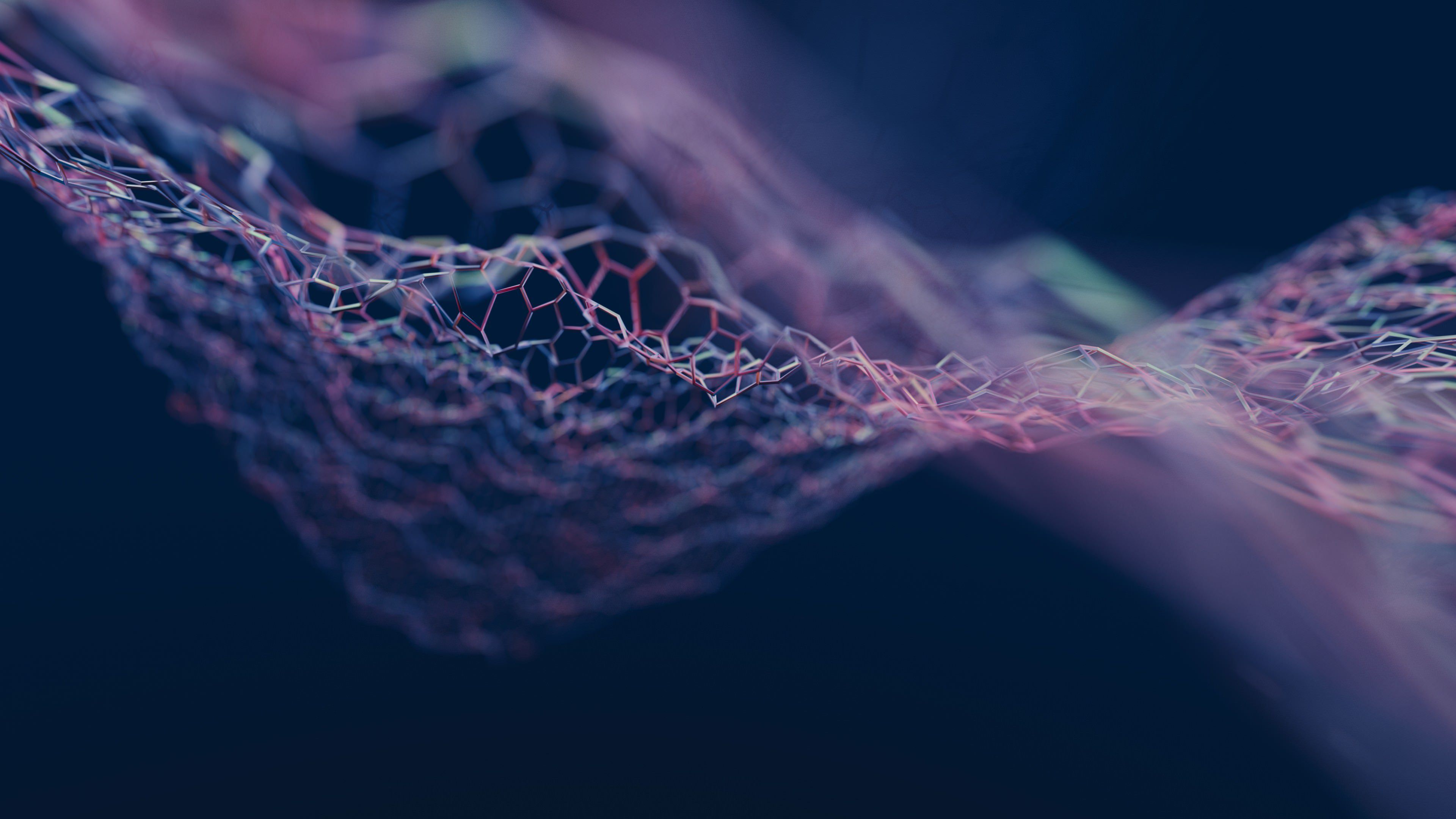 Partikelwelle, Netzstruktur, Digitale Kunst, Dunkelblau, Abstrakt, 4K, Breitbild-Hintergrundbild