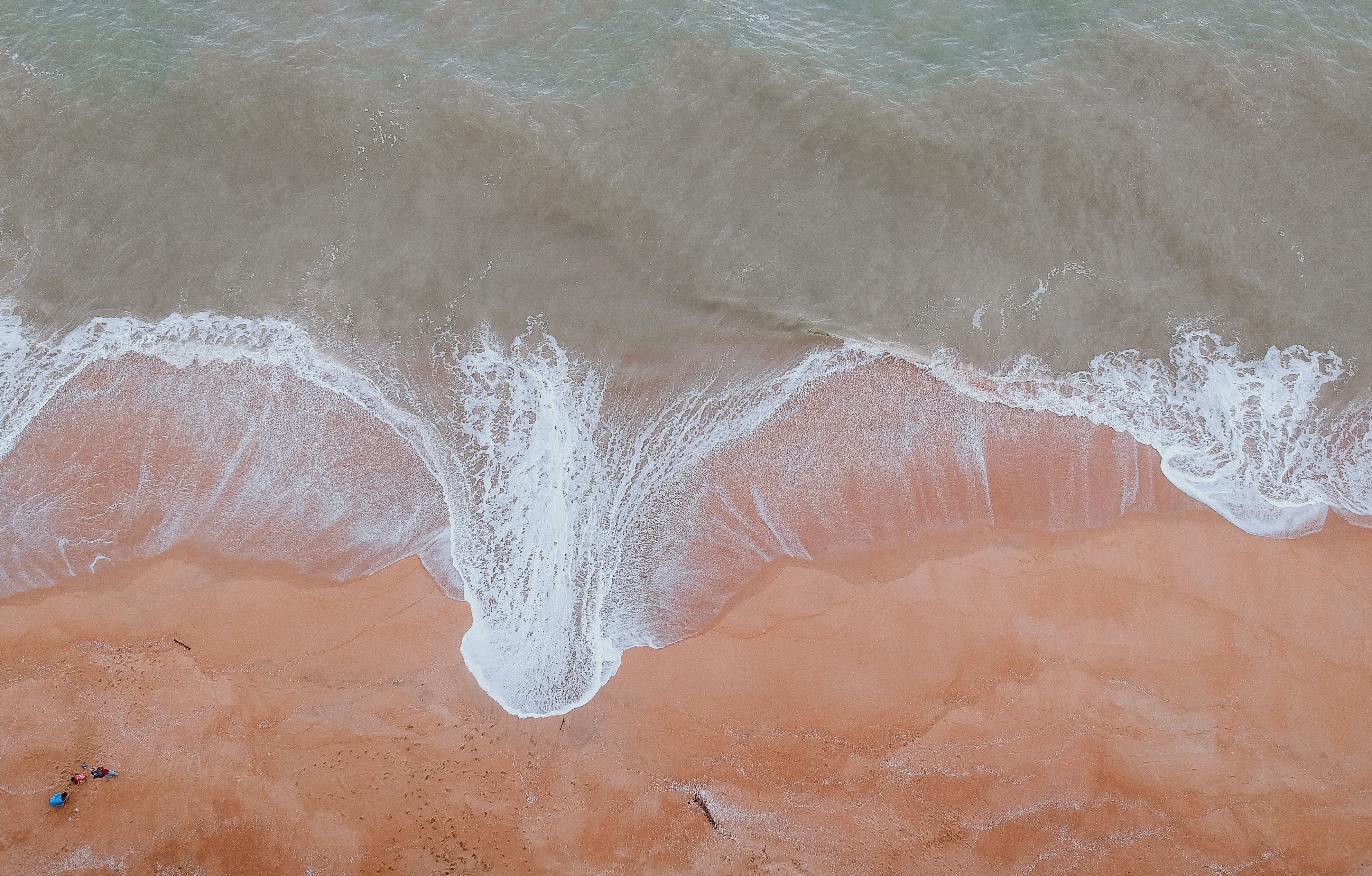 Strand, Wellen, Luftaufnahme, Sand, 4K, Hintergrund für den Desktop