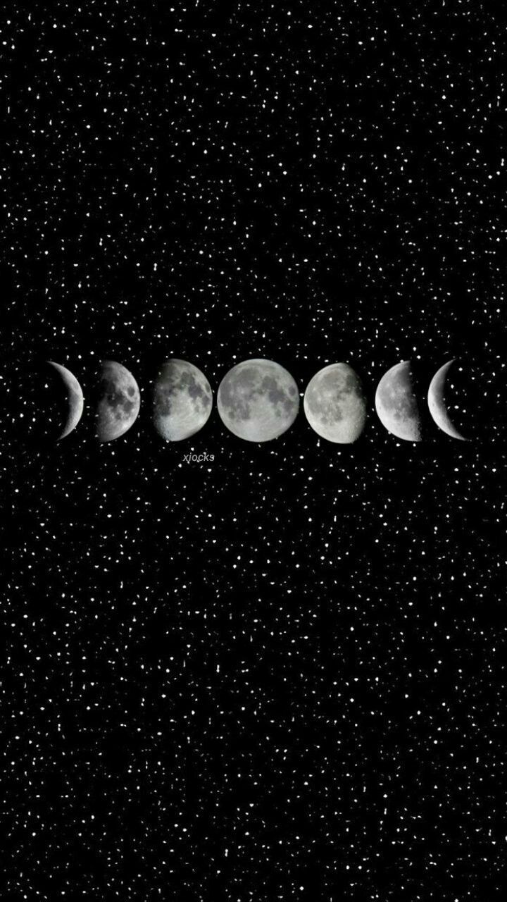Mondphasen, Sterne, Schwarzer Hintergrund, HD, Sperrbildschirm fürs iPhone