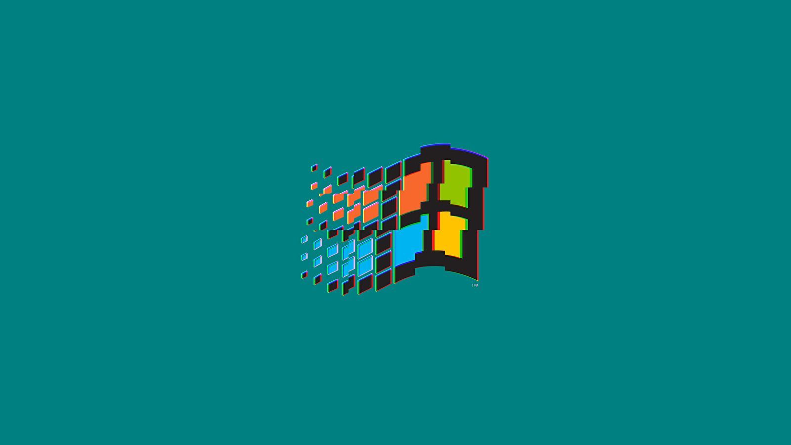 Windows 95, Windows-Logo, Türkiser Hintergrund, Retro, Minimalistisch, HD Wallpaper