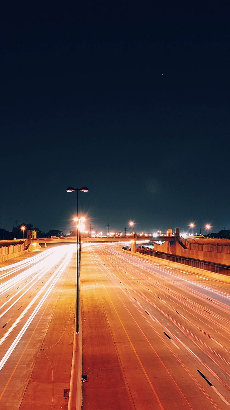 Straße, Lichtspuren, Nacht, Straßenlaternen, HD, Handy-Hintergrund im Hochformat