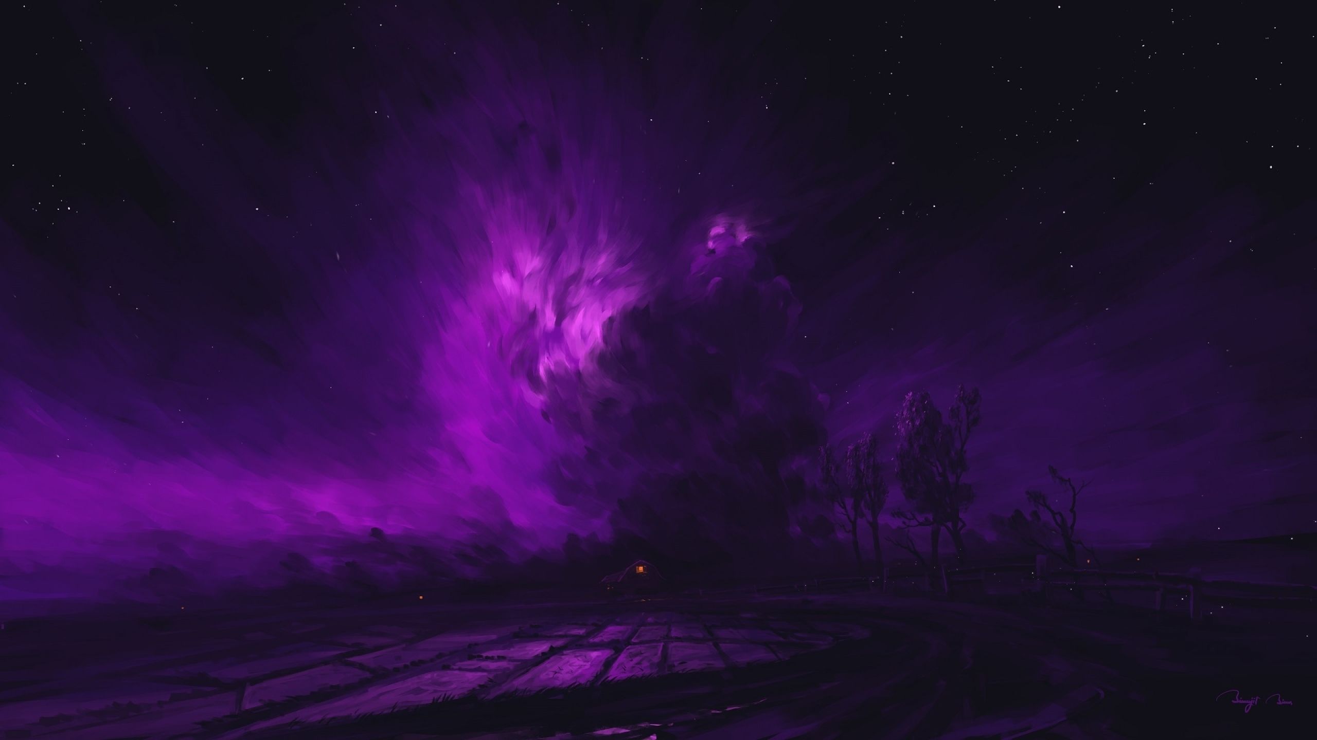 Nebel, Weltraum, Lila, Landschaft, Surreal, 2K 1440p, Desktop-Hintergrundbild