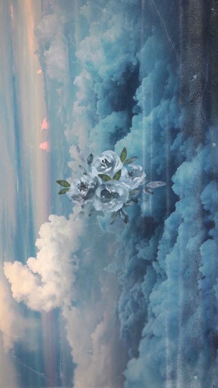 Wolken, Blume, Blau, Ästhetik, Hochformat, Hintergrundbild fürs Smartphone