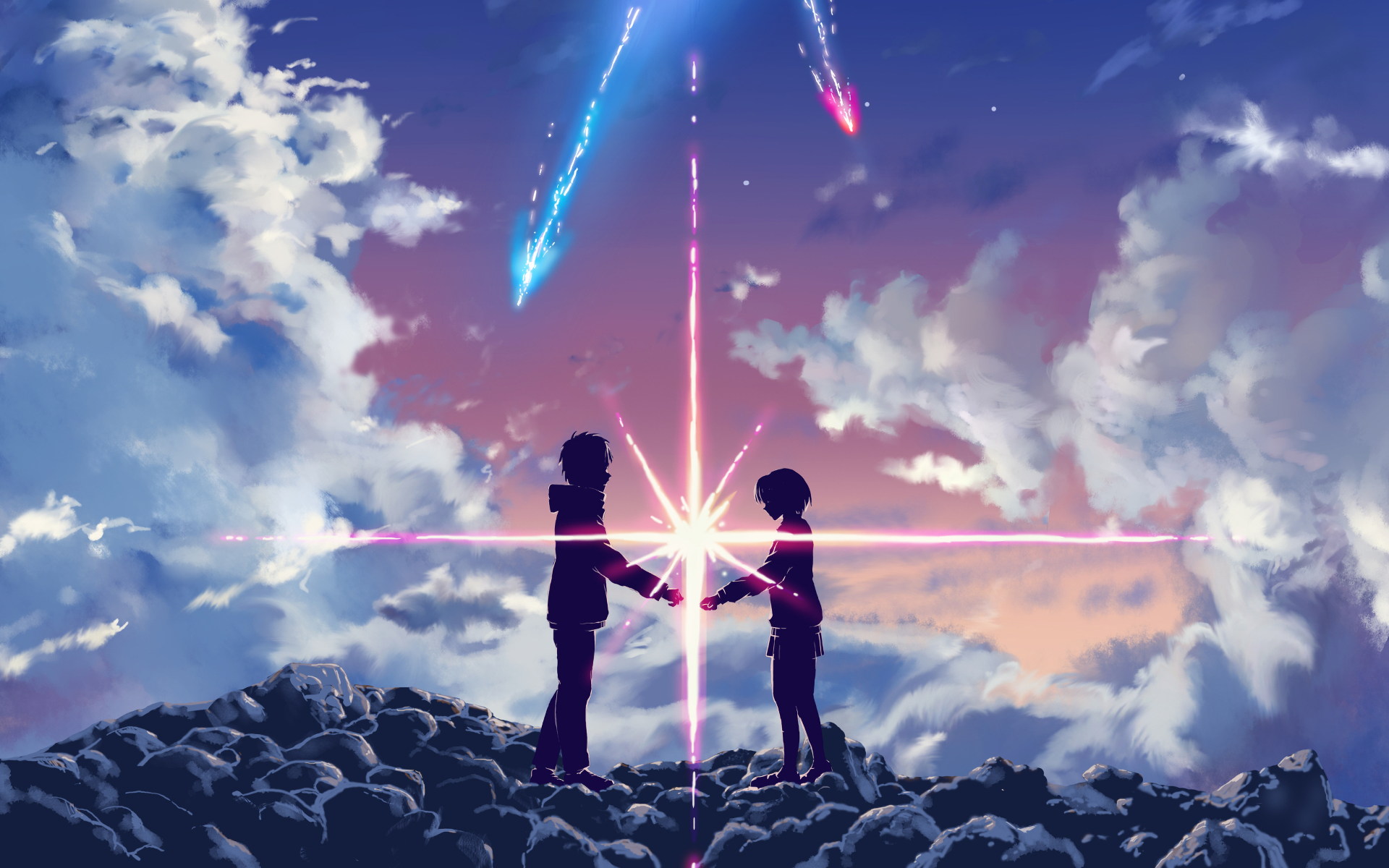 Your Name., Kimi no Na wa, Taki Tachibana, Mitsuha Miyamizu, Komet, Makoto Shinkai, Anime-Film, Full-HD-Hintergrundbild