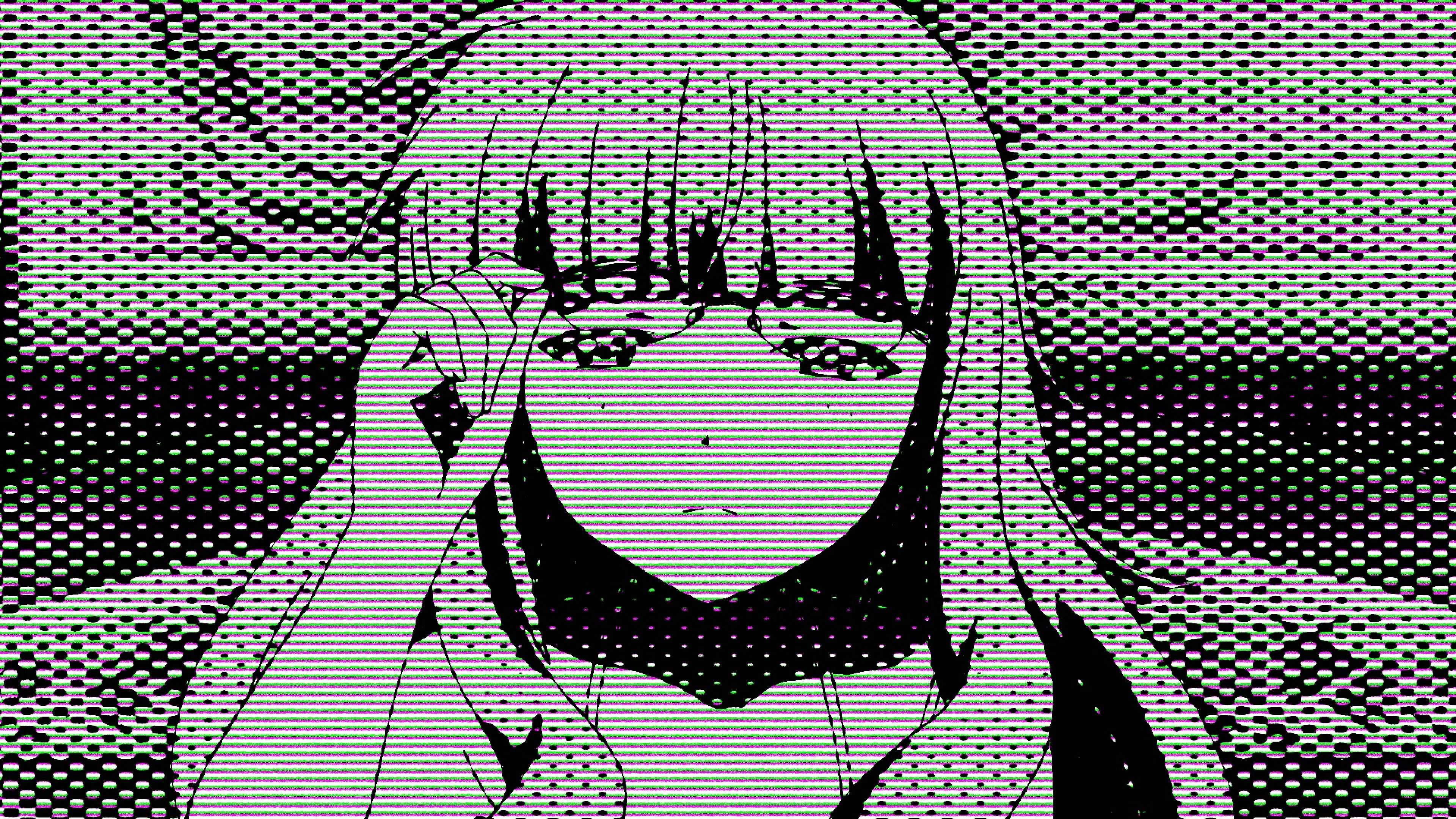 Anime-Mädchen, Manga-Stil, Rasterpunkte, Schwarz-Weiß, 4K, Hintergrundbild für den PC